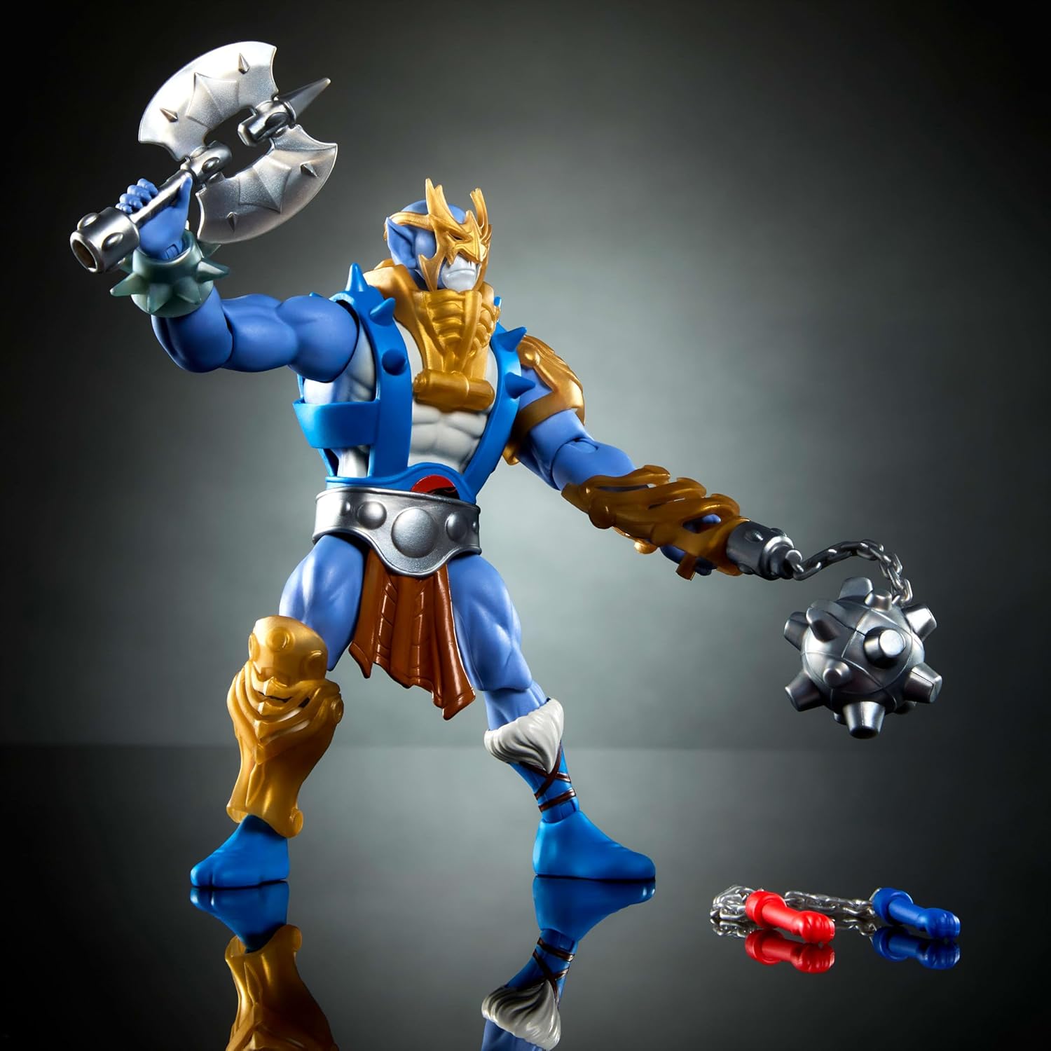 Masters of The Universe Origins & Thundercats 5.5 Inch Posable Action Figure Panthro, 1980s Crossover Toy, Removable Armor, Mace & Axe & Mini-Comic