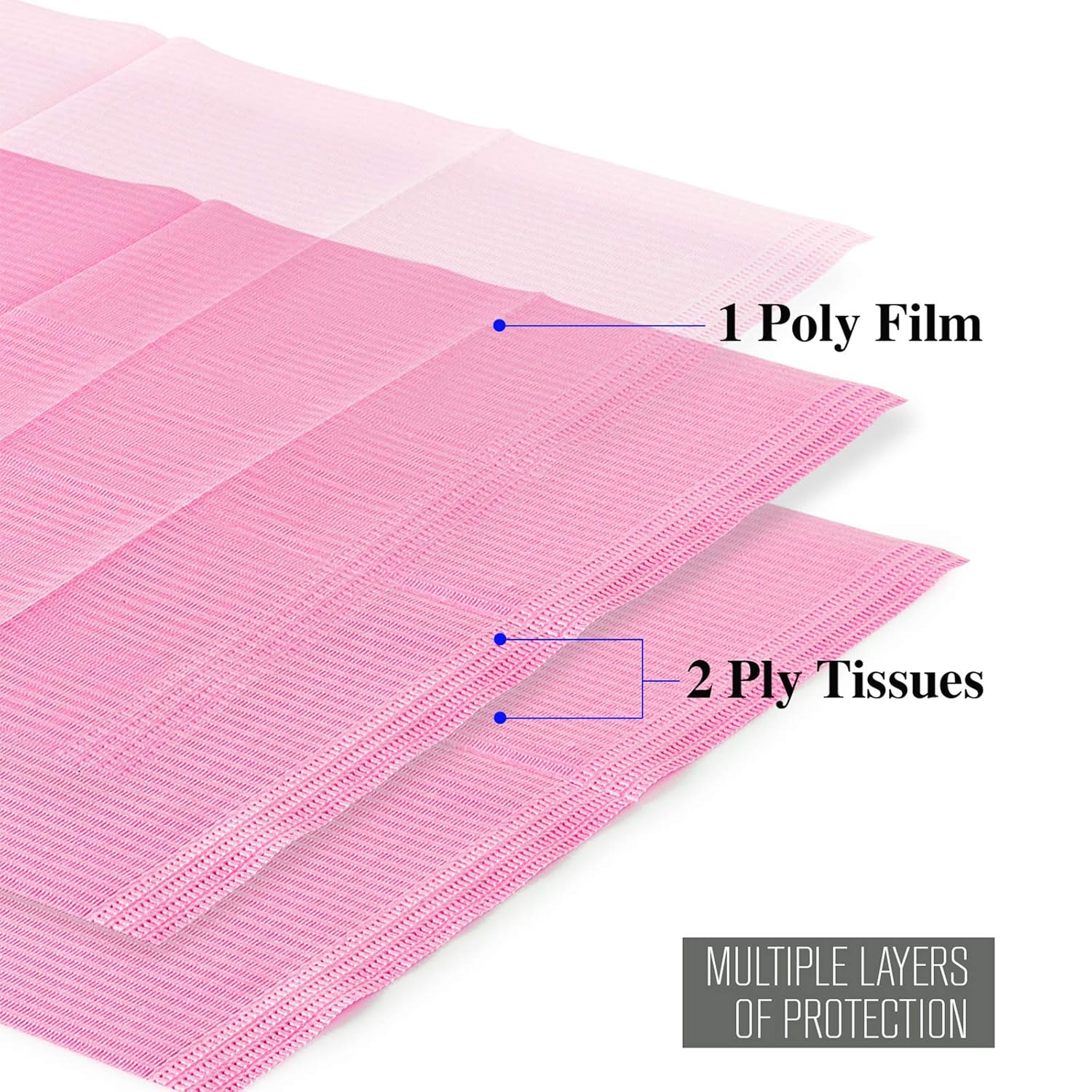 JMU Pink Dental Bibs 125 Pcs,3 Ply Disposable Patient Bibs,13" x 18" Waterproof for Tattoo Bibs,Tray Covers : Industrial & Scientific