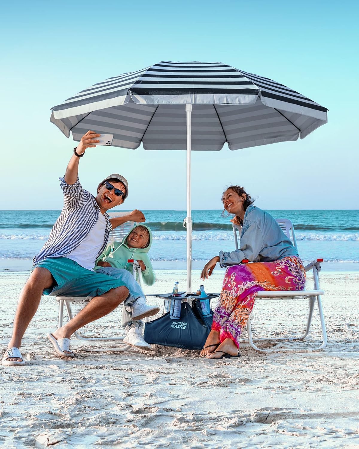 OutdoorMaster Beach Umbrella with Sand Bag