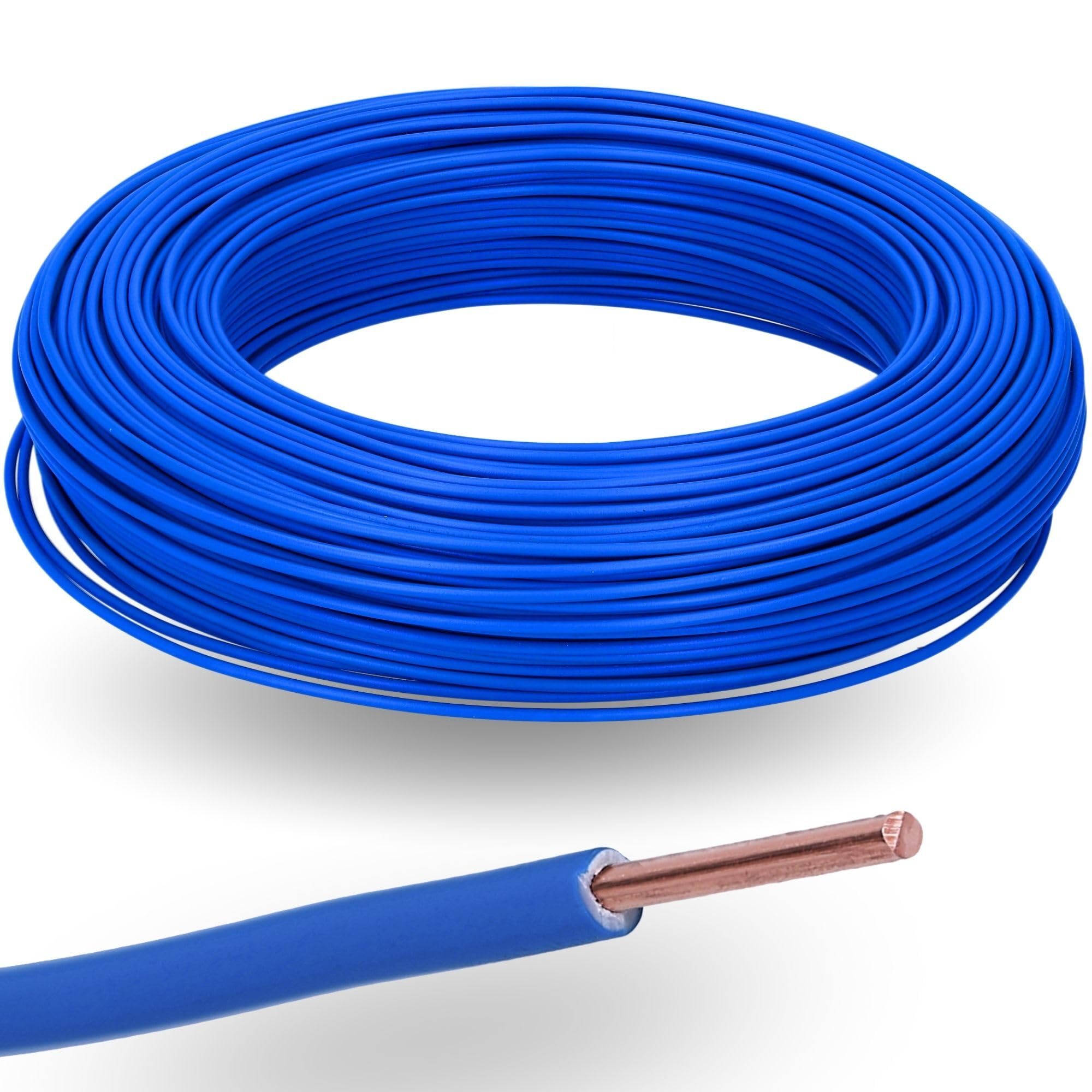 Kalitec Câble Monoconducteur H07V-U 1x1,5 mm² Bleu - Fil de Câblage 100 m
