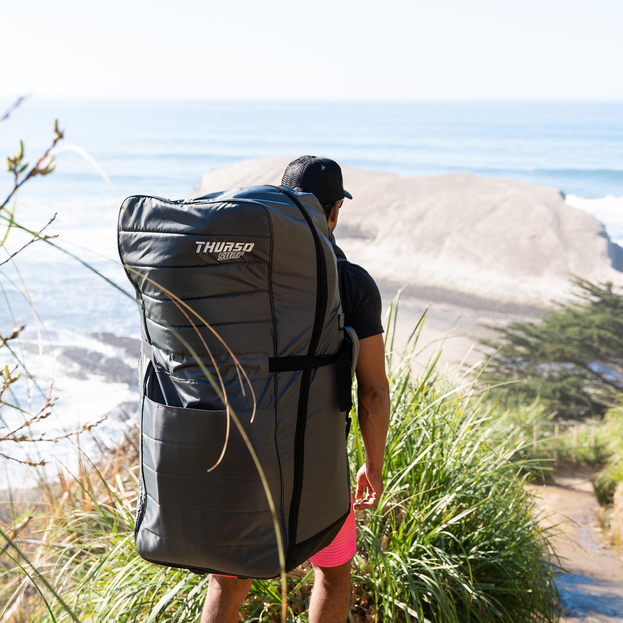 THURSO SURF Aufblasbare Paddelboard-Tasche mit Rädern, SUP-Roller-Rucksack, Ersatz für jedes iSUP bis zu 3,7 m und Zubehör, langlebige Paddleboard-Tasche, große Kapazität, Reiserucksack (Hinterrad)