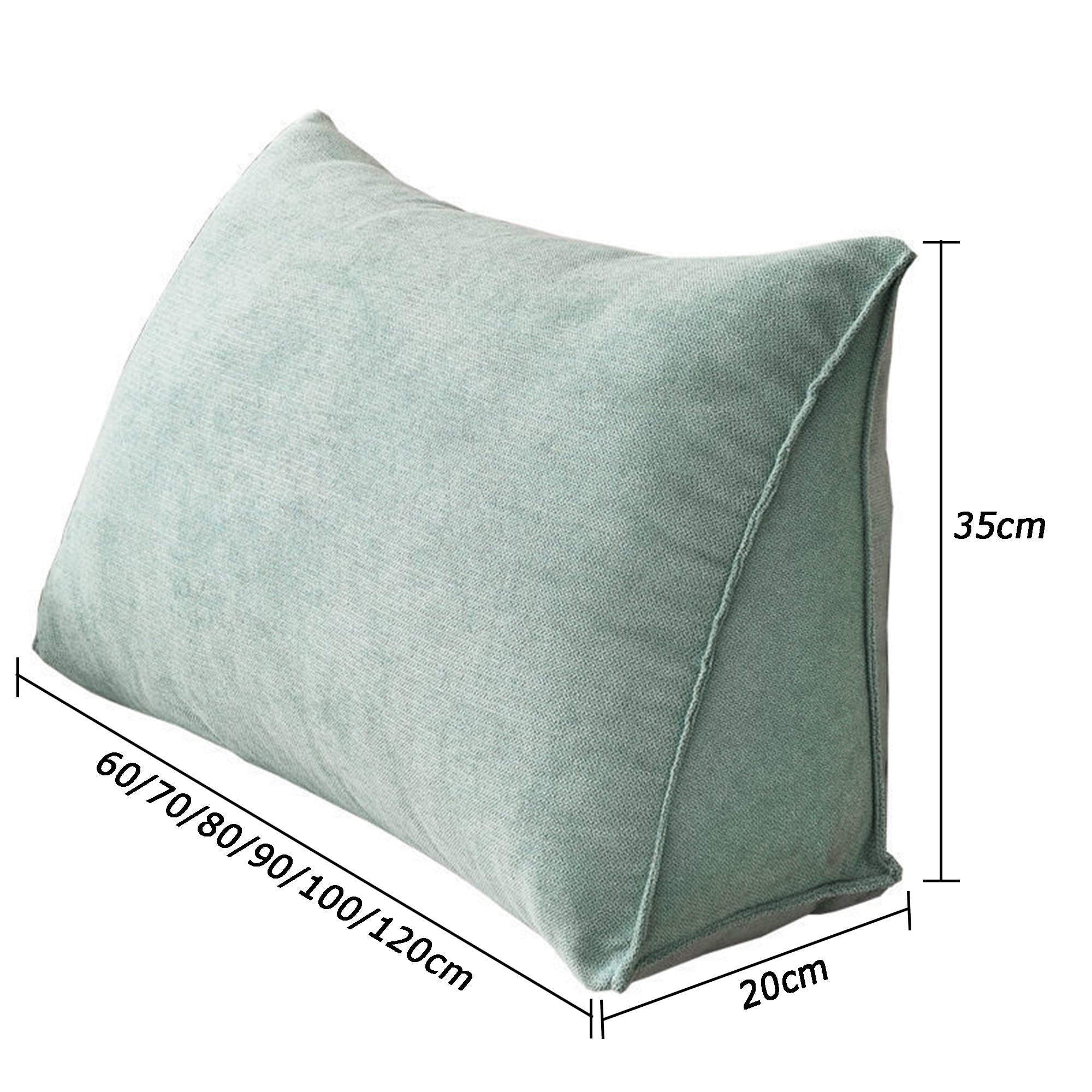 Cojín triangular de posicionamiento para respaldo, almohadas de apoyo lumbar, almohadas de lectura, cojines de cabecera con funda extraíble para libros, juegos (120 x 35 x 20 cm, rojo)