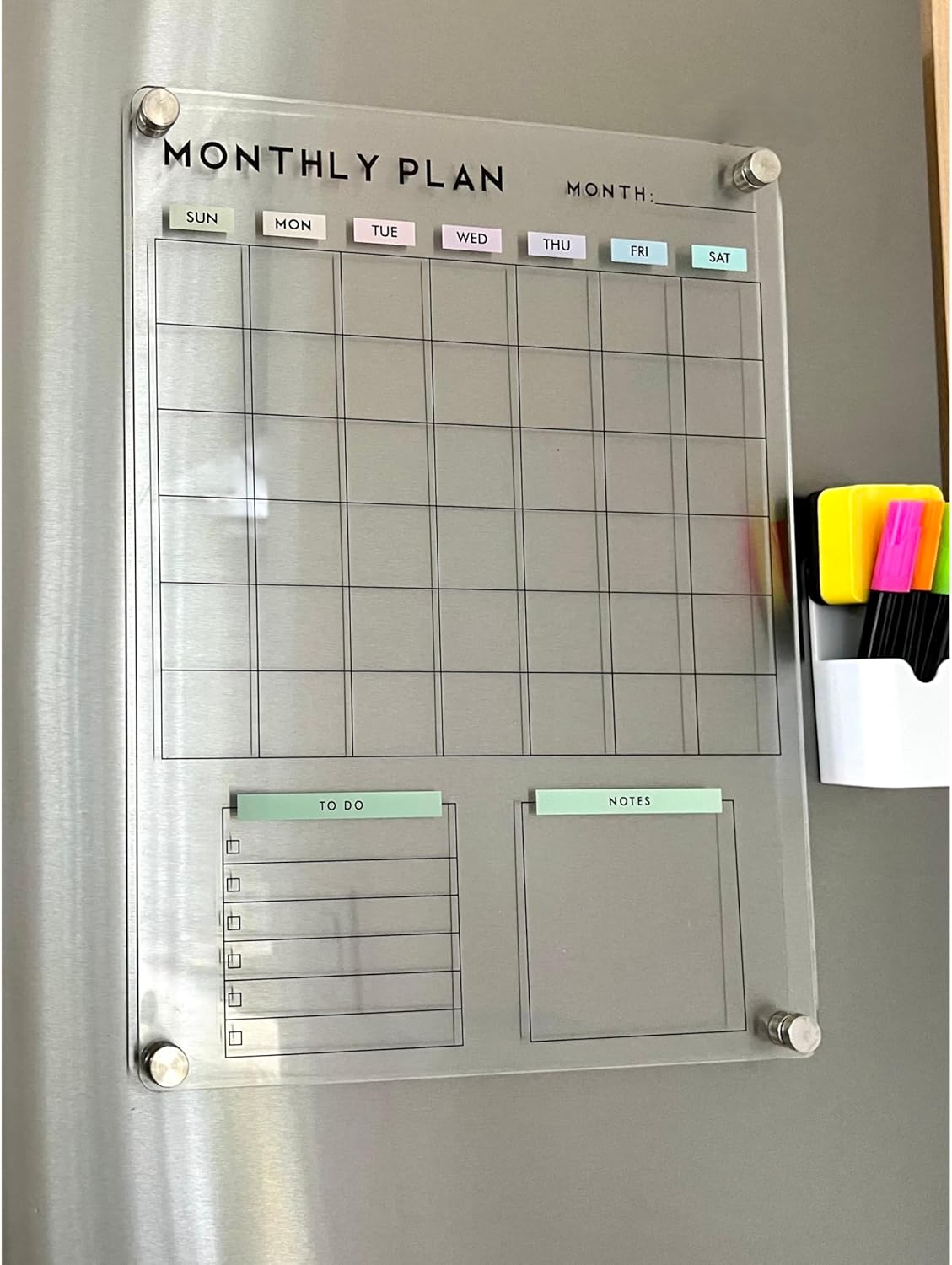 Magnetic Acrylic Fridge Calendar – Monthly & Weekly Clear Planner Set of 2 for Home Organization