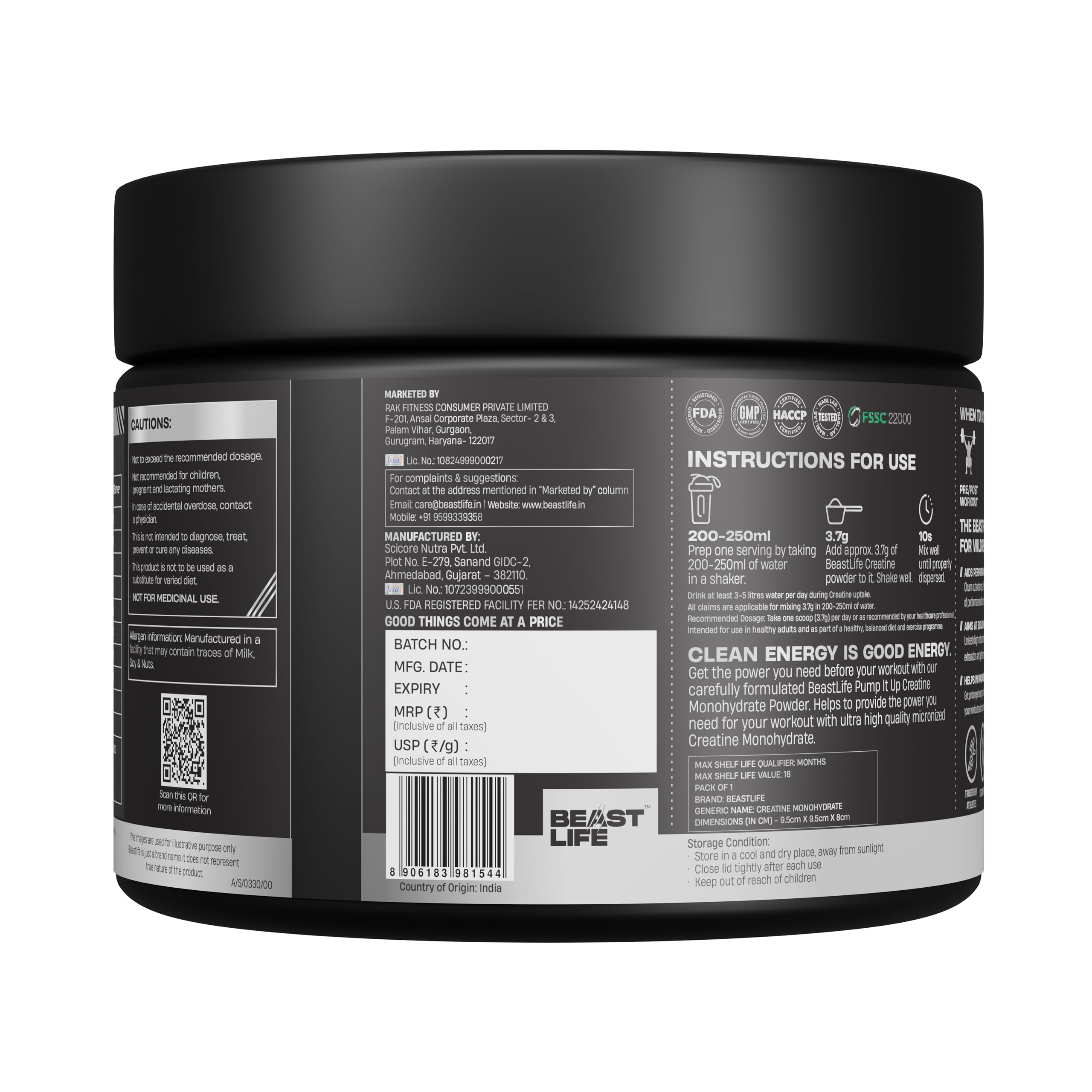 BeastLife Micronised Creatine Monohydrate Powder Watermelon 125g | 33 Servings | NABL Lab Tested | Rapid Absorption for Muscle Strength & Athletic Performance — Amazon image 9