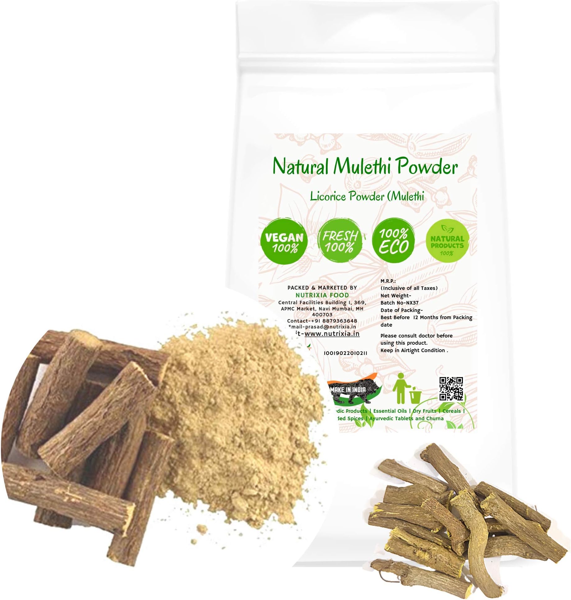 Mulethi Powder-Licorice Root Powder/Glycyrrhiza glabra/Muleti Powder (500 Gms)