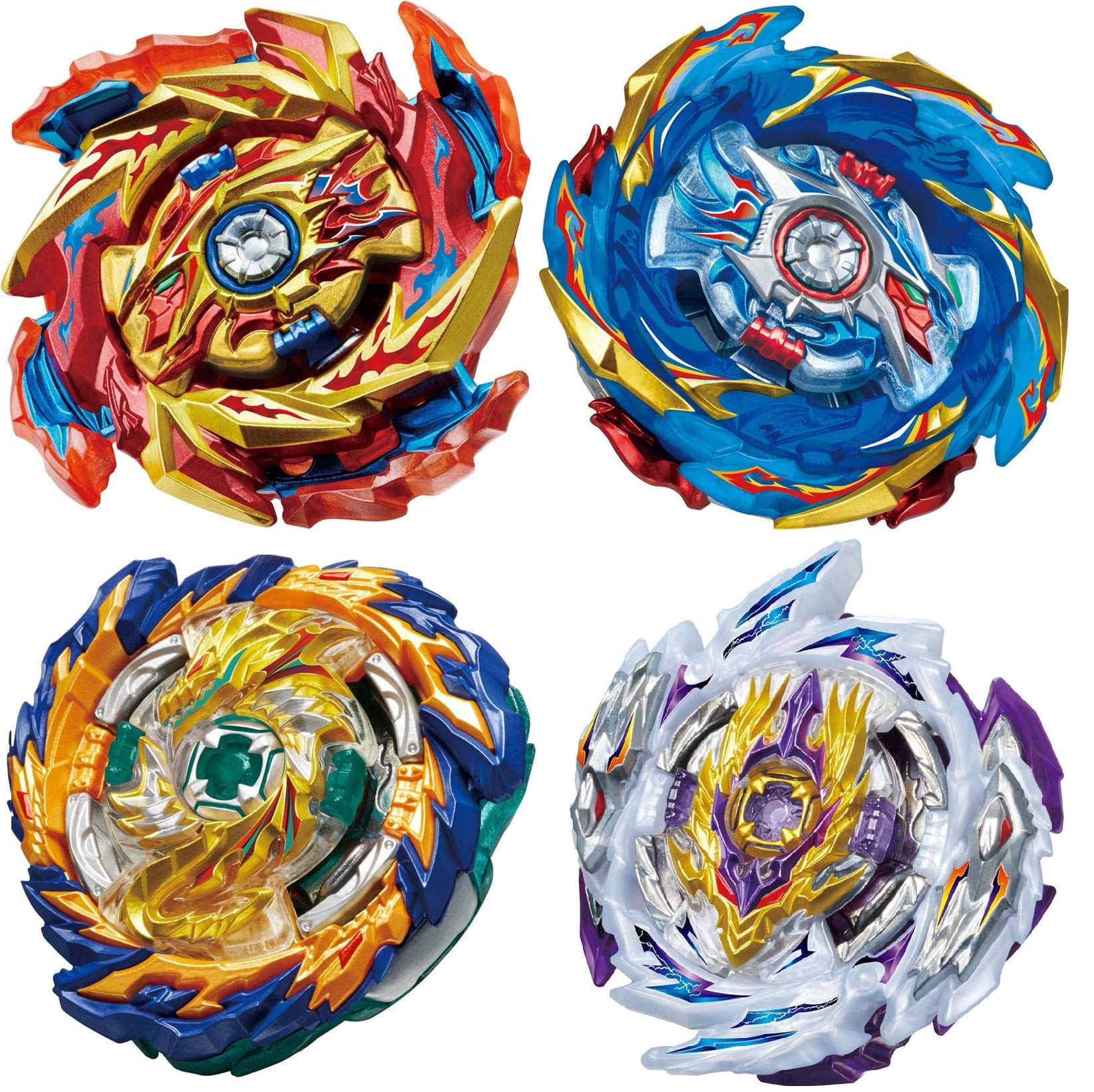 GiGimelon 4 Pcs Gyros Bey Battle Set, Burst Battling Tops with Stickers Set, Boys Kids Party Birthday Idea