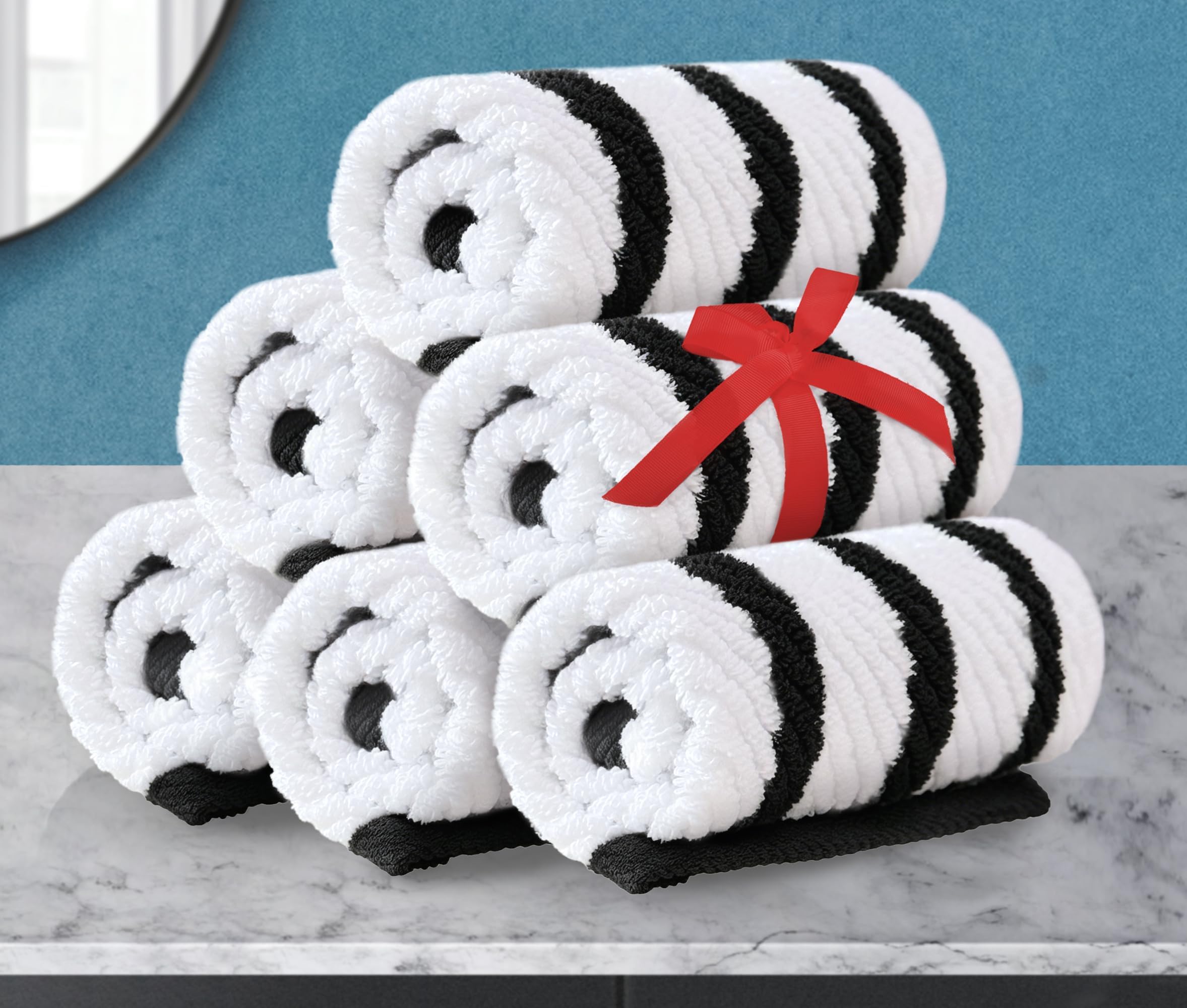 Gray White Striped Bath Towels - 3 Piece Set -19 Gray White Striped Bath Towels - 3 Piece Set -19