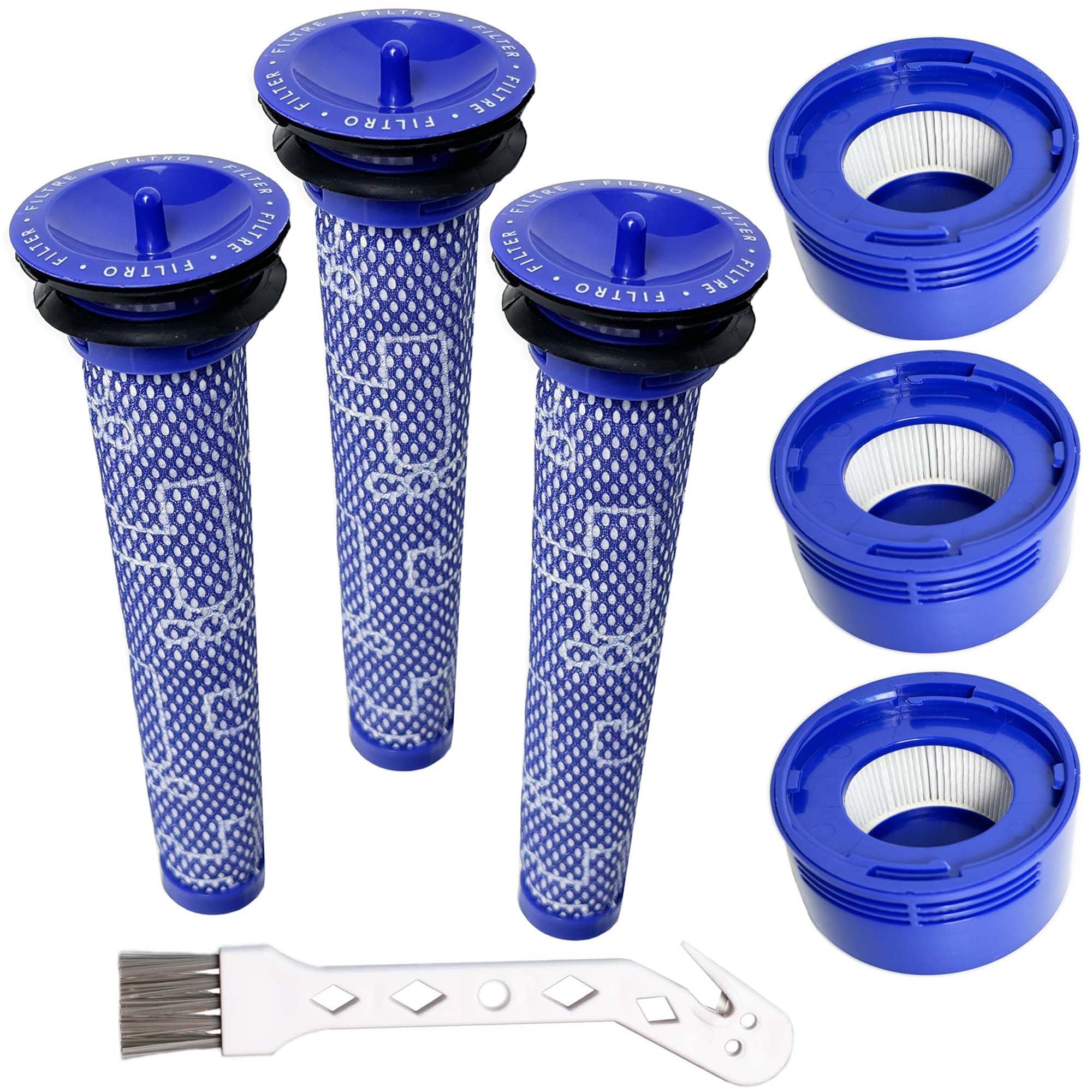6 Pack Filters Replacement for Dyson V7, V8 Animal and Absolute Vacuum,3 Pre Filters and 3 Post Filters, Compare to Part # 965661-01 & 967478-01