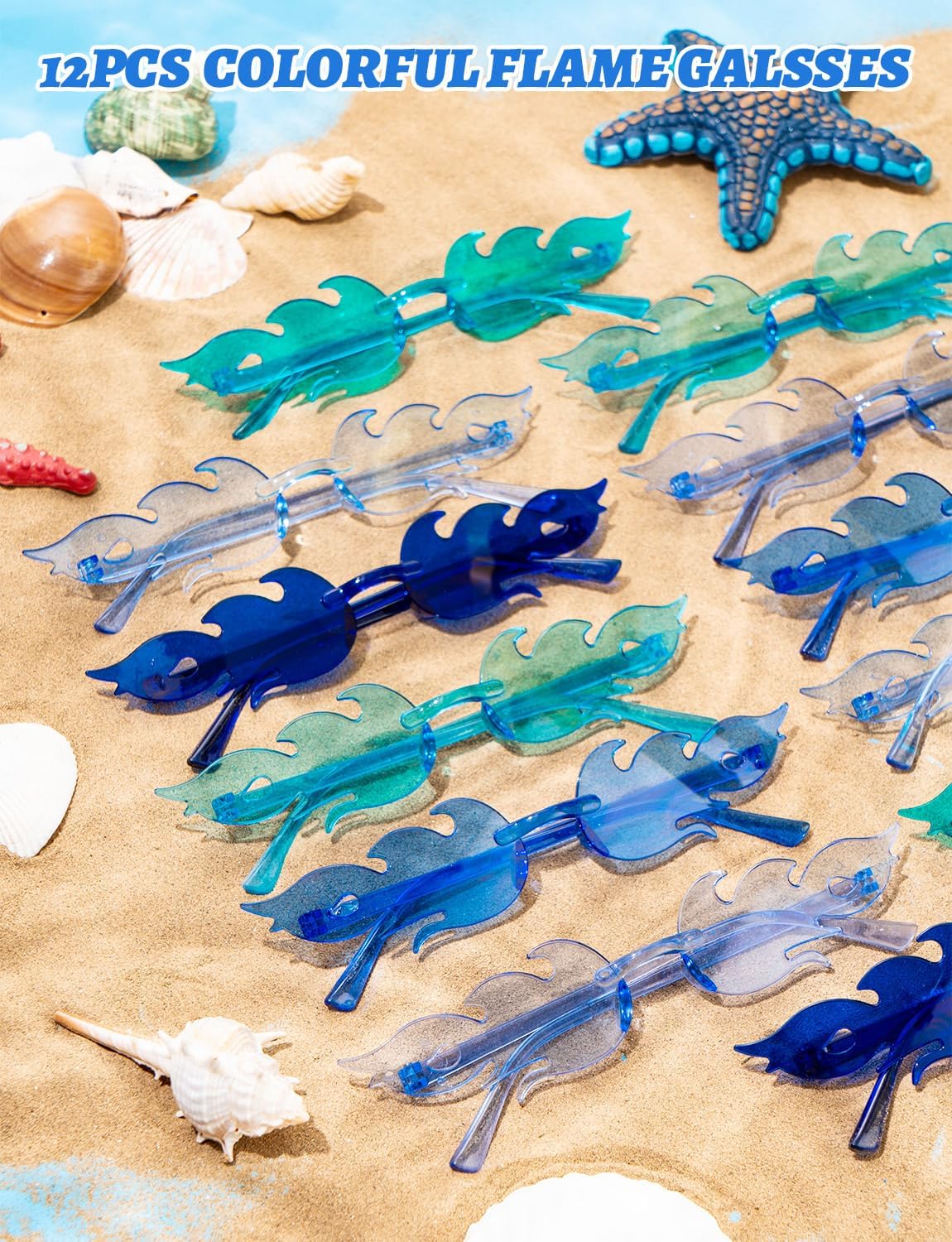 12PCS Fire Flame Sunglasses Colorful Flame Glasses Women Fire Sunglasses Party Favor for Summer Wedding Cosplay - Image 3