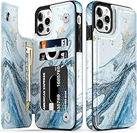Vista 1 de LETO Funda para iPhone 14 Pro Max, funda de piel tipo cartera con tapa y diseños de moda para niñas y mujeres, ranuras para tarjetas, función atril