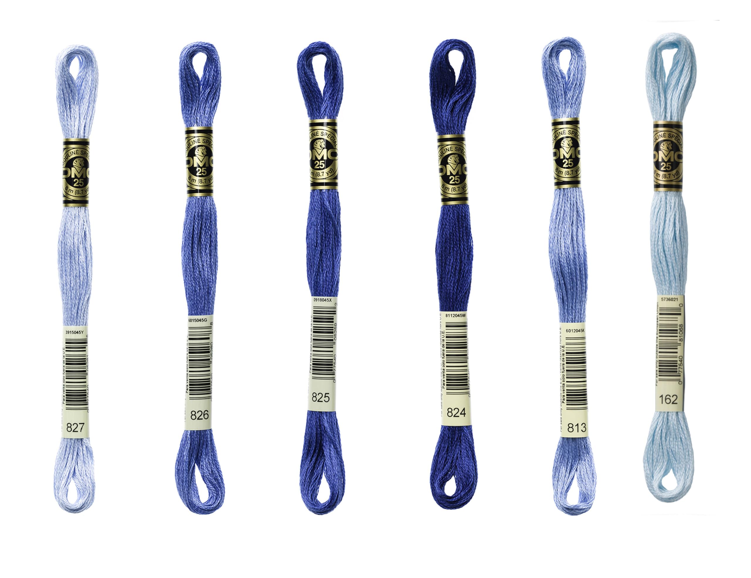 GenericDMC 6-Strand Embroidery Cotton Bundle - Blue Color Family -6 Skeins of Thread - 8.7yd Skeins