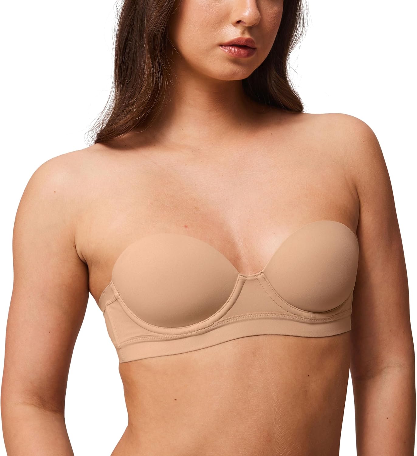 Strapless Bras for Women Small Breasted Balconette Demi Underwire Lightly Lined Seamless Bra 32AA-38A