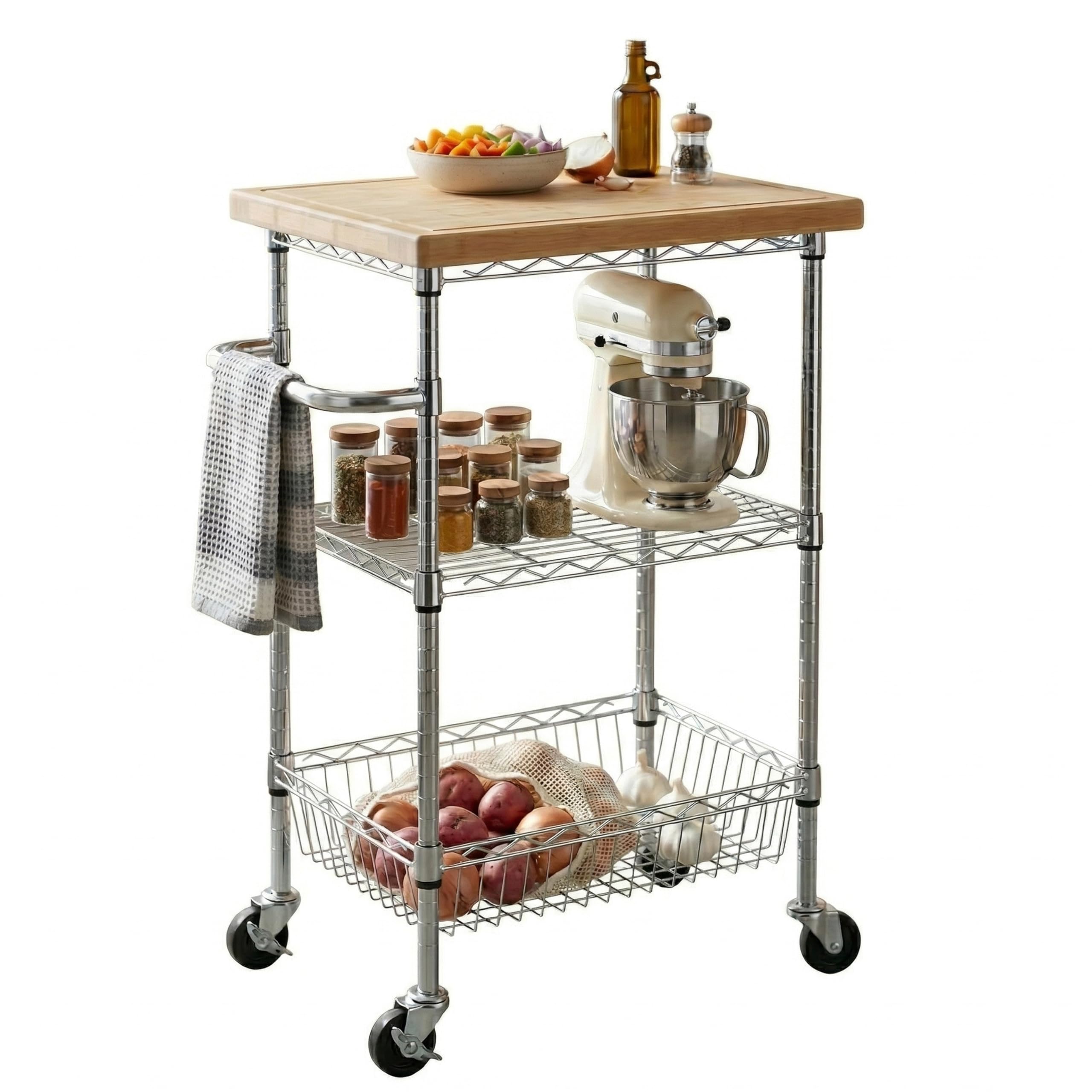 Orsina Sturdy 3 Tier Kitchen TrolleyStylish Garden Drinks TrolleyEco Friendly Island Trolley For Kitchen from B&Q