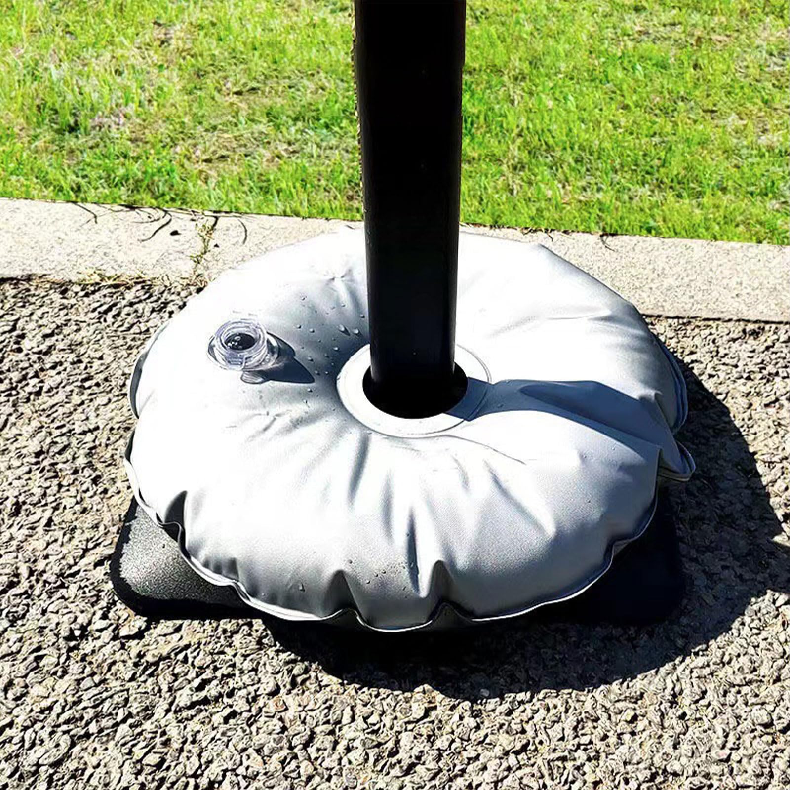 Kiuiom 4PCS Bolsa De Peso De Agua Redonda,Bolso Al Aire Libre Redondo Plegable Portátil,Bolsa De Peso De Agua para Sombrilla PVC,Paraguas Pluma Bandera Base Peso,para Balcones,49CM