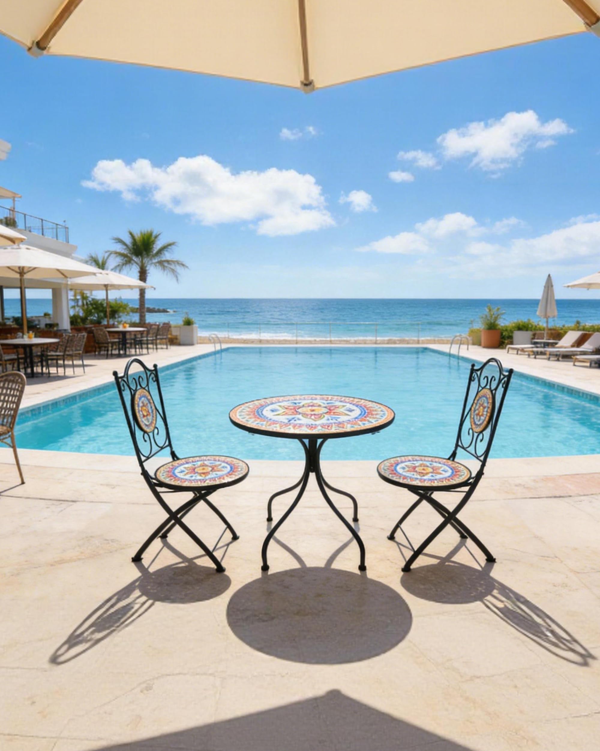 Chaise de Jardin,Chaise Bistrot Exterieur,Chaises Pliante en Mosaïque pour Balcon,Terrasse,Jardin