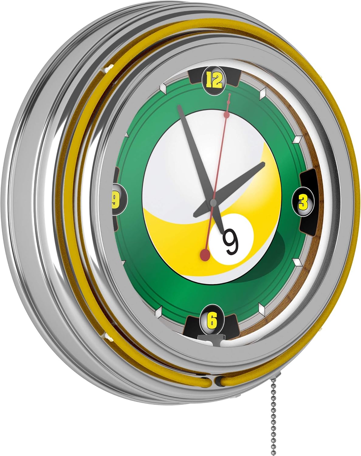 Trademark Gameroom 9Ball 14inch Neon Wall Clock Amazon.co.uk Home