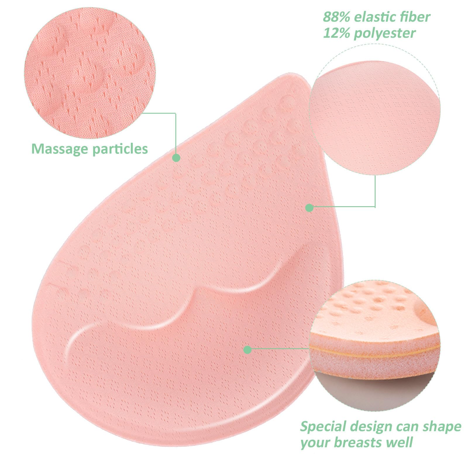 Uonlytech para Sujetador de Fibra Elástica y Poliéster 12 Pares de Almohadillas Cómodas y Transpirables para Vestidos de Noche y Trajes de Baño