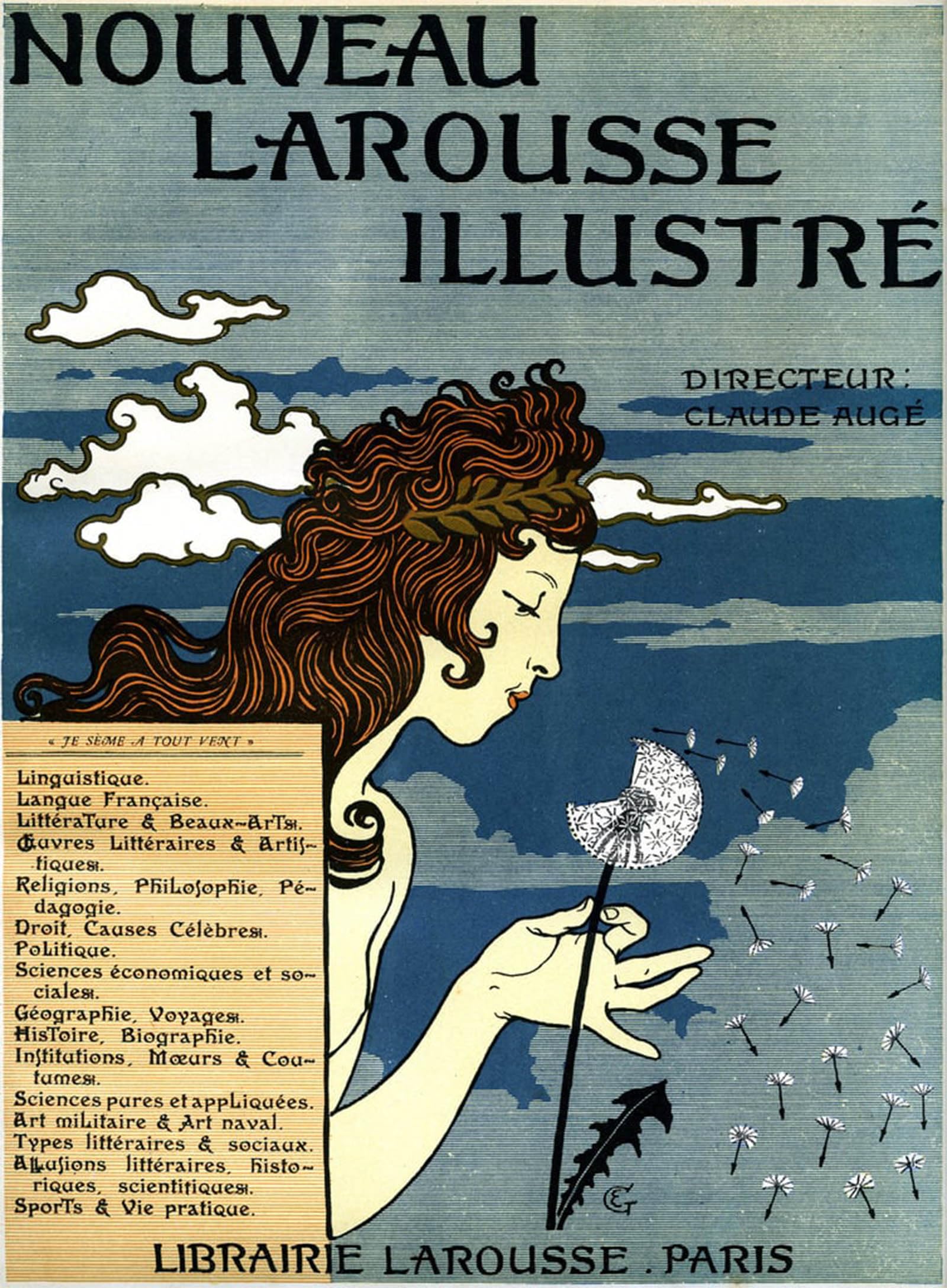 POSTERIIk Vintage Art Print Images Pictures Print First Page of Nouveau Larousse Illustrious by Eugene Grasset Modern Colour Posters for Office Home Decor 60x90cm