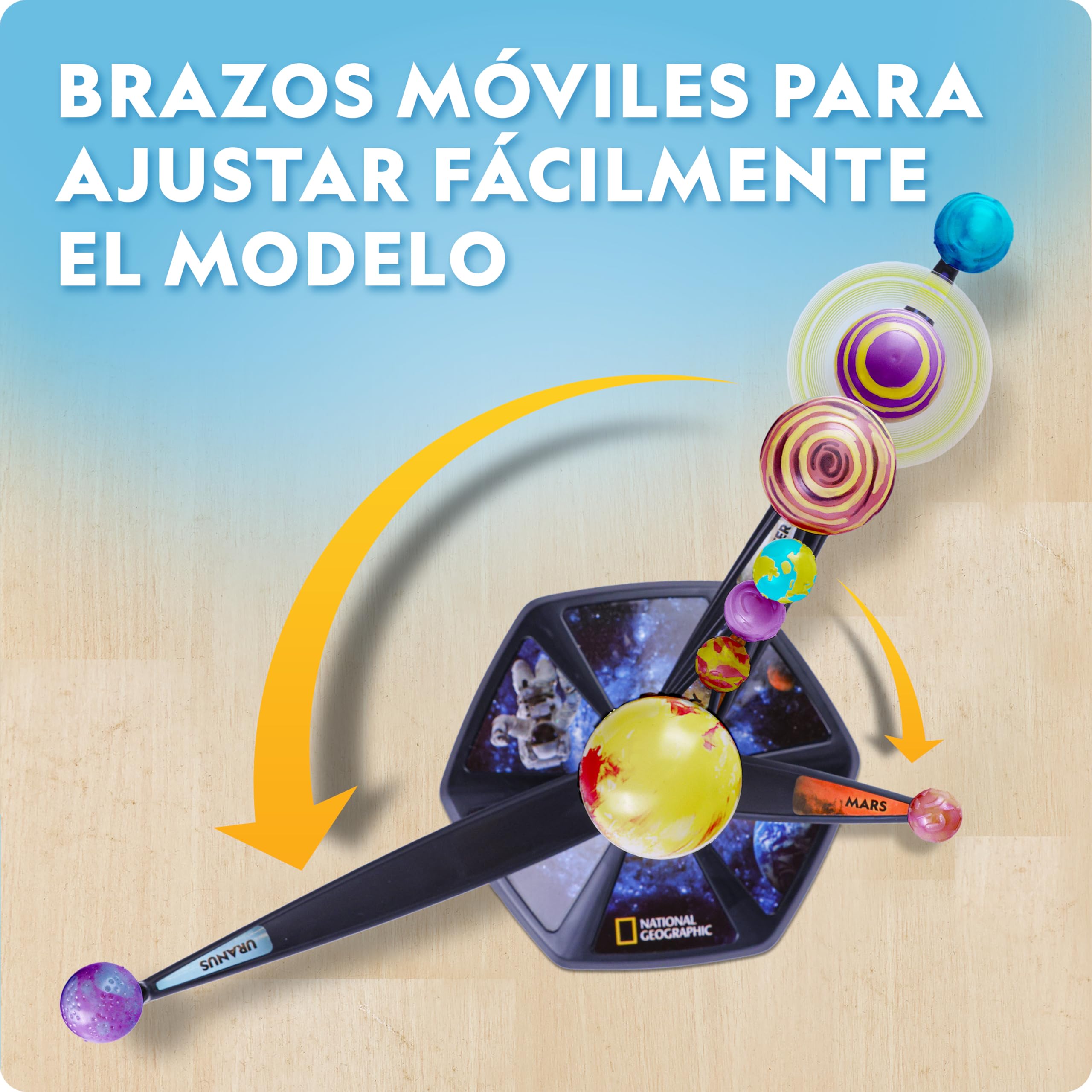 National Geographic Modelo de Sistema Solar Que Brilla en la Oscuridad para Niños – Construye y Pinta un Modelo 3D con Brazos Móviles, Proyecto CTIM para Niños de 8-12 Años