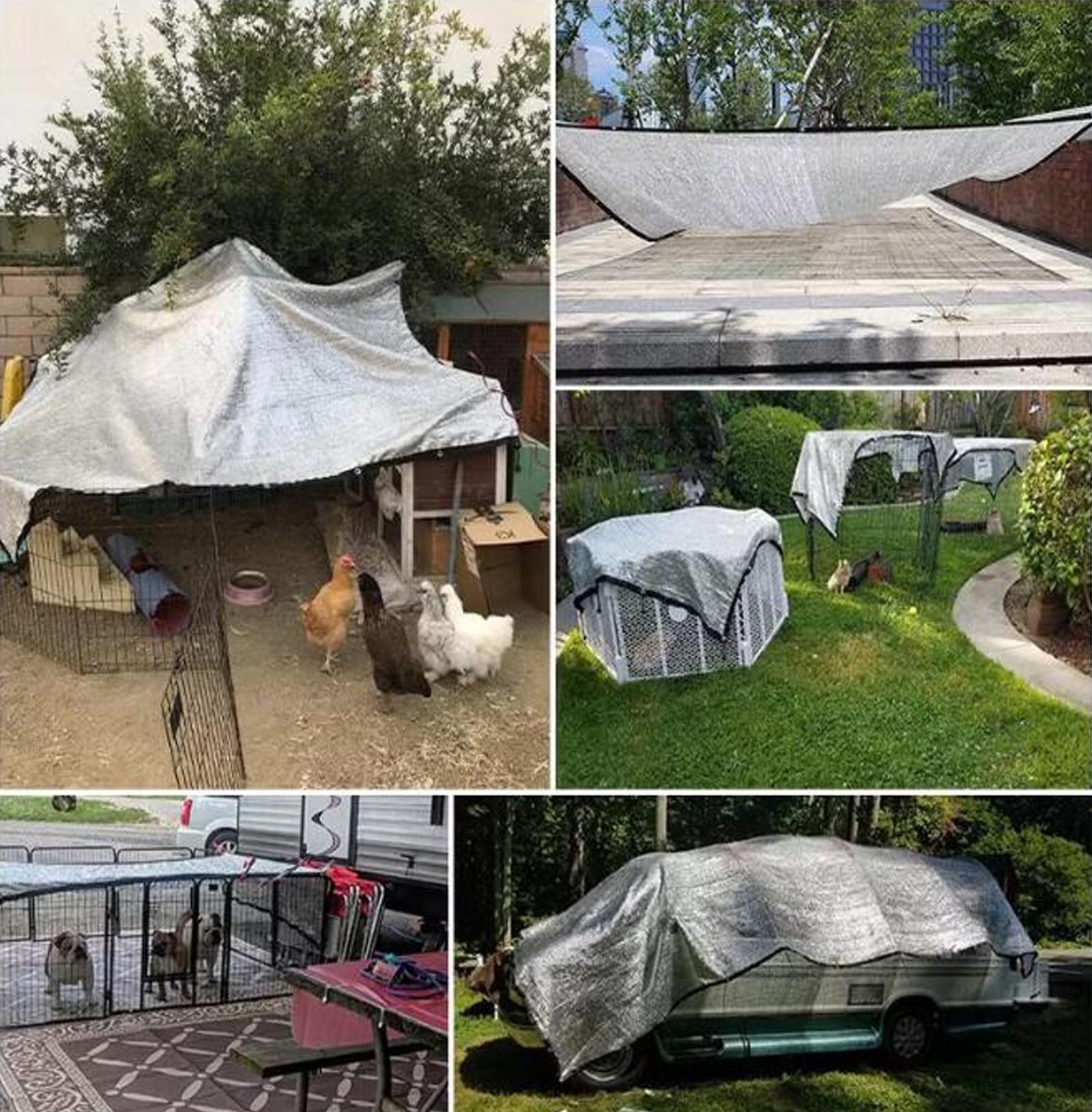 95% Aluminet Schattentuch mit Ösen fürs Auto - Sonnenreflektierendes UV Reflektierendes Tuch für Autos, Pergola, Hühnerställe, Hunde, Schattenabdeckungen für den Außenbereich