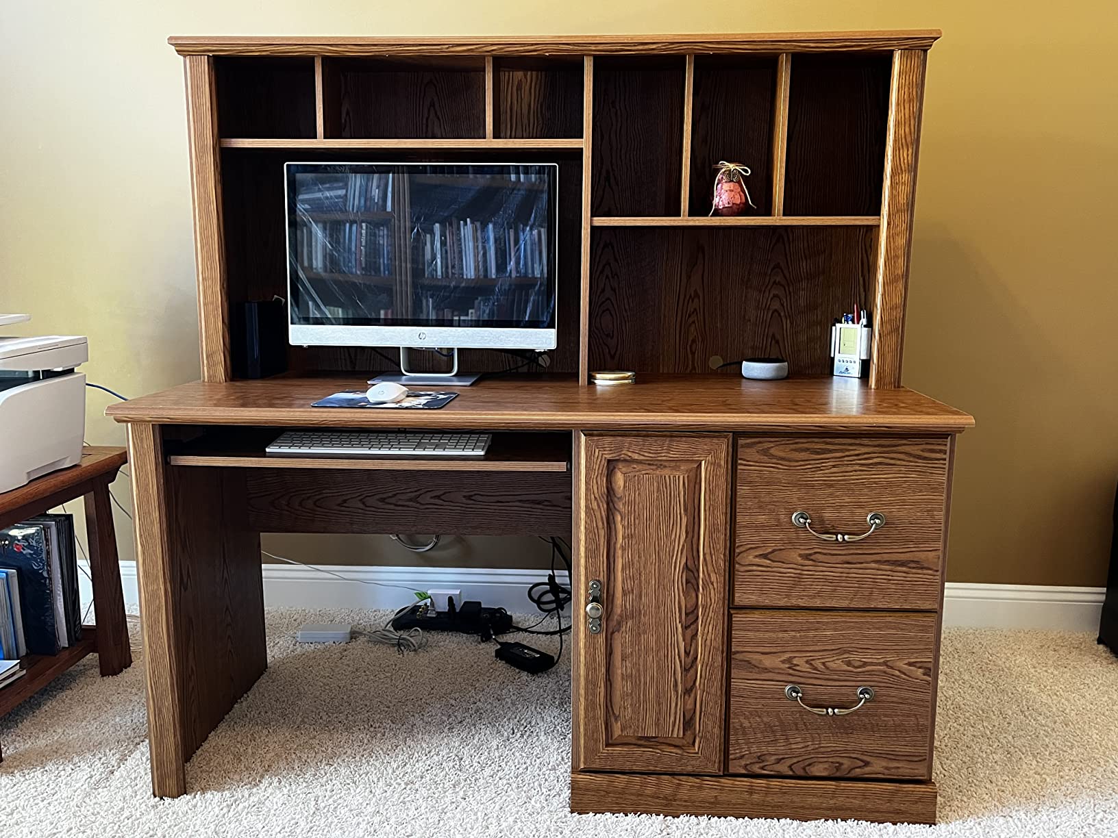 26/mo Finance Sauder Orchard Hills Computer Desk with Hutch, Carolina Oak finish Buy Now