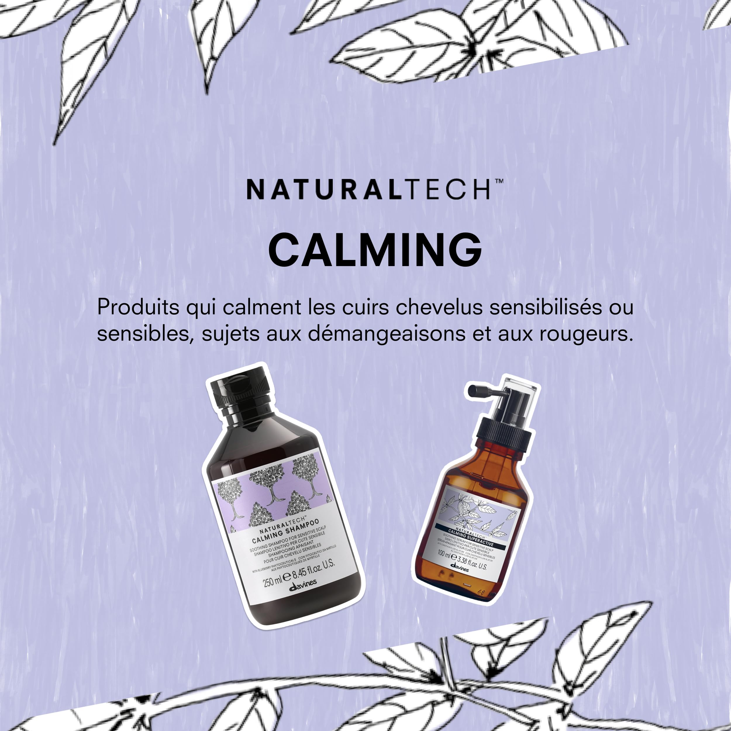 DAVINES Naturaltech Calming Superactive Soothing sérum 100 ml pour tous types de peau, hydratation et soin quotidiens, format pratique