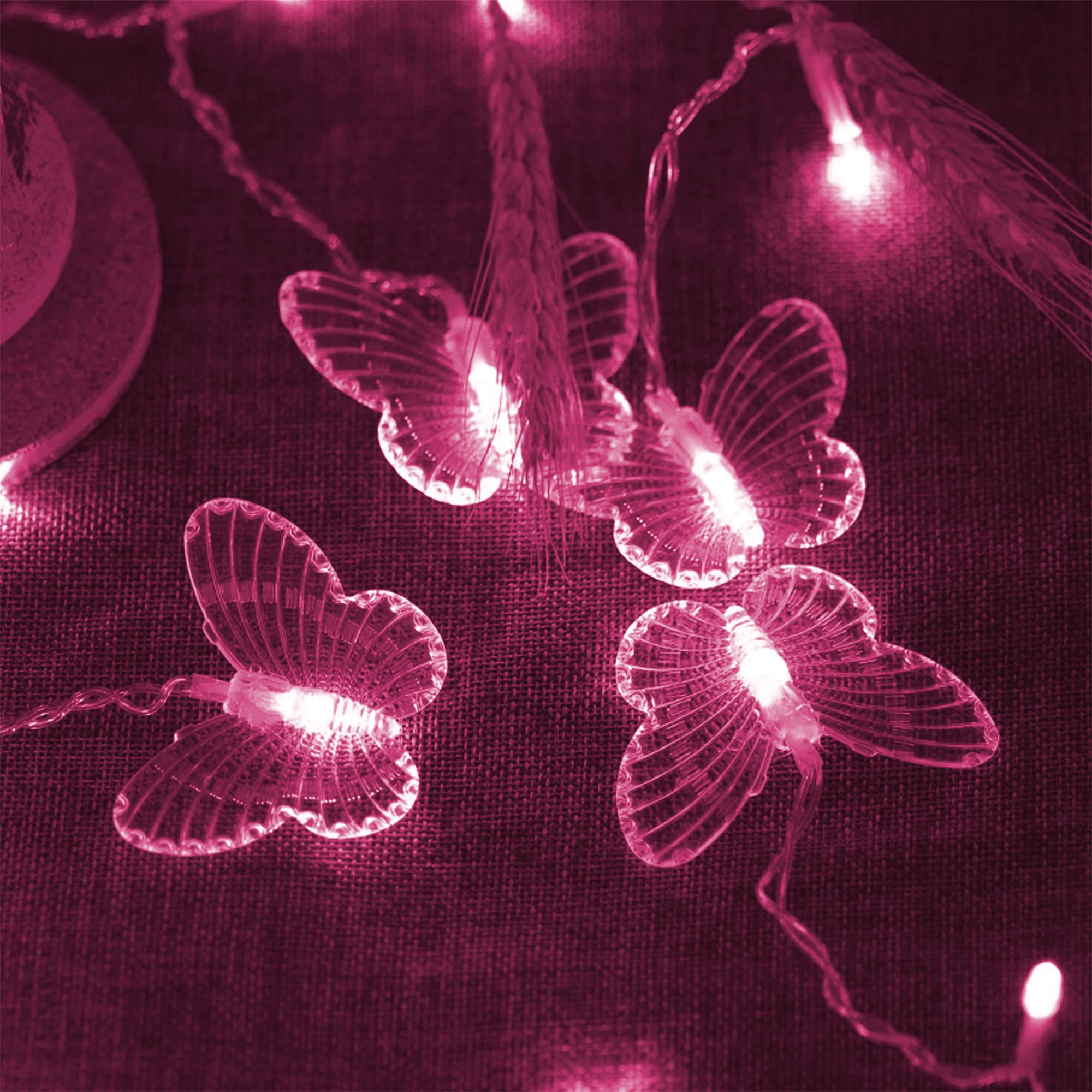 Luces de cortina de mariposa, 5 pies, 48 luces LED USB para ventana, 10 mariposas, 8 modos, luciérnaga de luces parpadeantes para habitación, dormitorio, pared, techo, fiesta, boda, Navidad