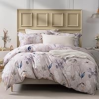 Vista 33 de MILDLY Juego de funda de edredón 100% algodón de fibra larga, funda de edredón impresa con patrón de mármol acuarela azul, juego de ropa de cama