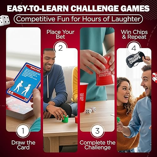 Miniatura 5 de El mejor juego de fiesta para adultos y niños mayores de 8 años 200 cartas de desafío y más de 10 accesorios Ideal para una noche de juego