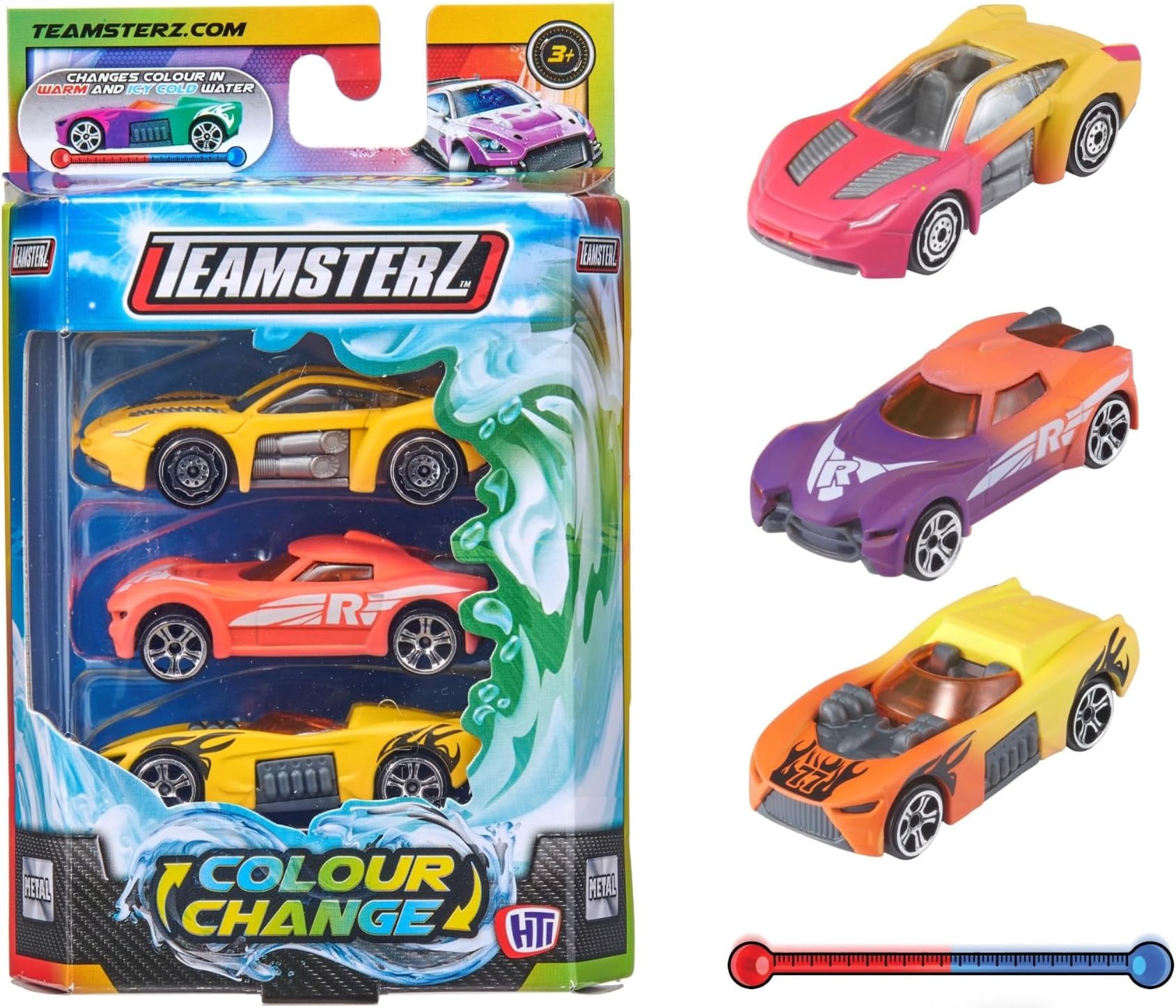 Teamsterz Street Machines Colour Change Cars Playset. Water Activated Colour Changing Cars | Ideal Car Toys For Water & Bath Time | Suitable For Ages 3+ (3 Pack)