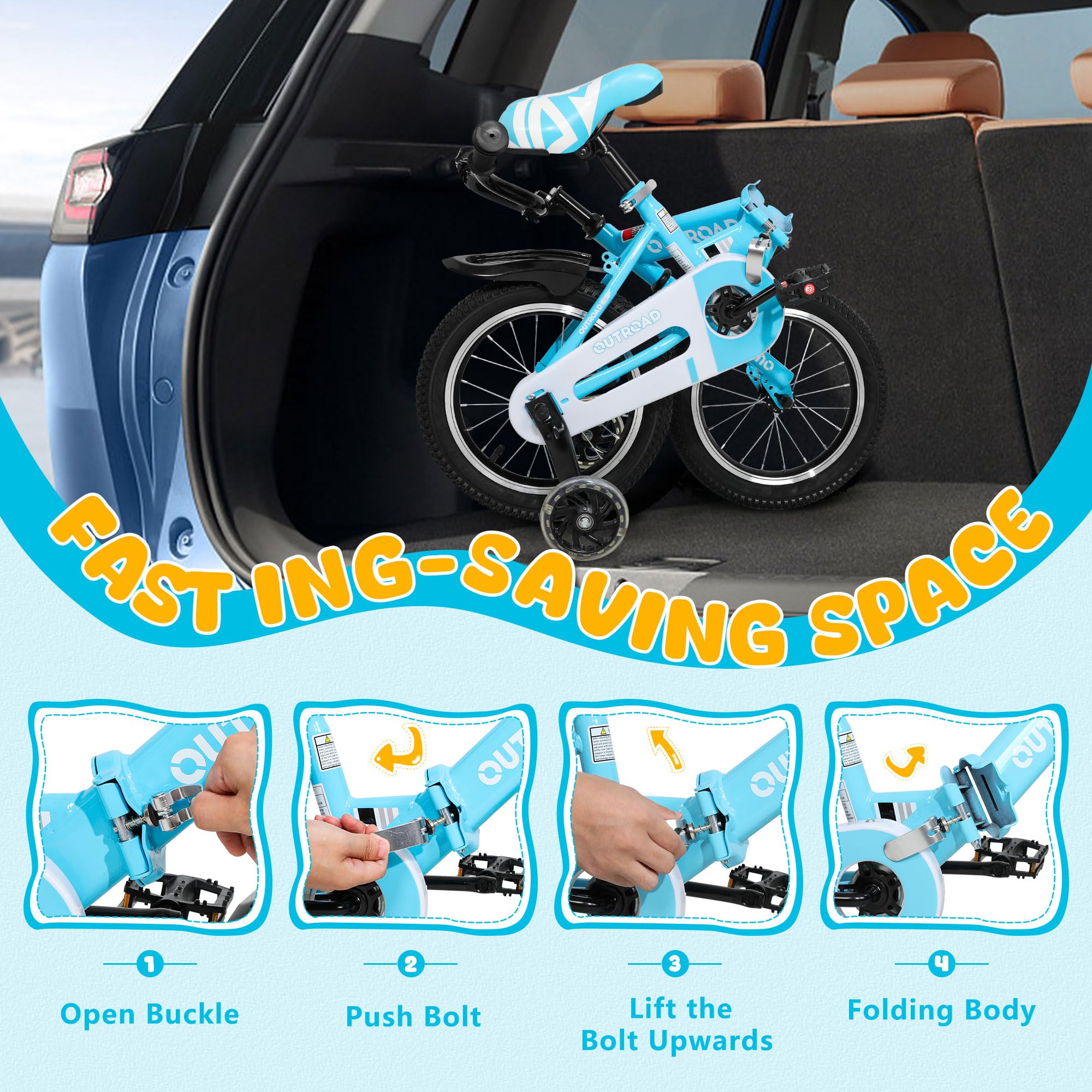 Amazon.co.jp: Marknig 折りたたみキッズバイク、14 16インチ 男の子
