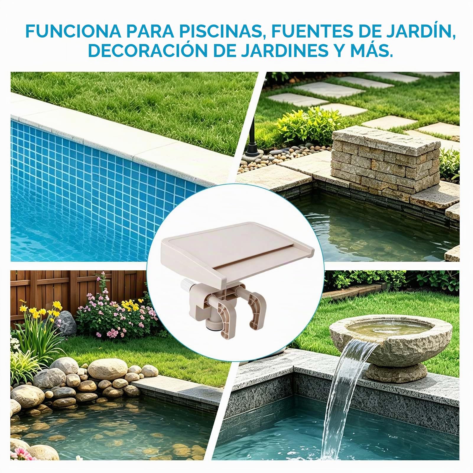 Cascada de Fuente de Piscina, Cascada Relajante de PVC Desmontable sobre el Suelo, Accesorio de aliviadero de Fuente de Piscina para decoración al Aire Libre