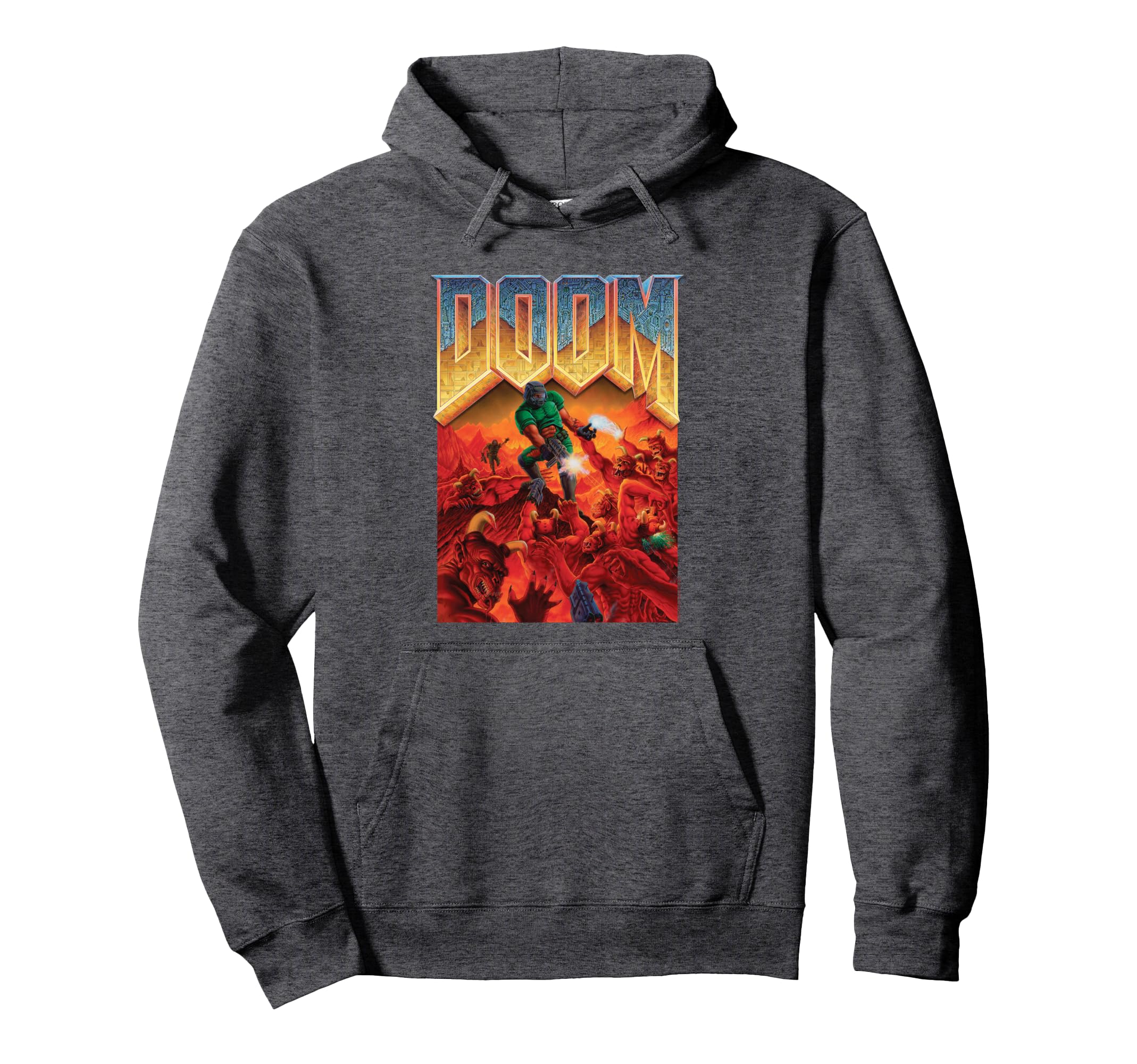 DOOM 1993 Full Color Cover Art Retro Video Game Pullover Hoodie