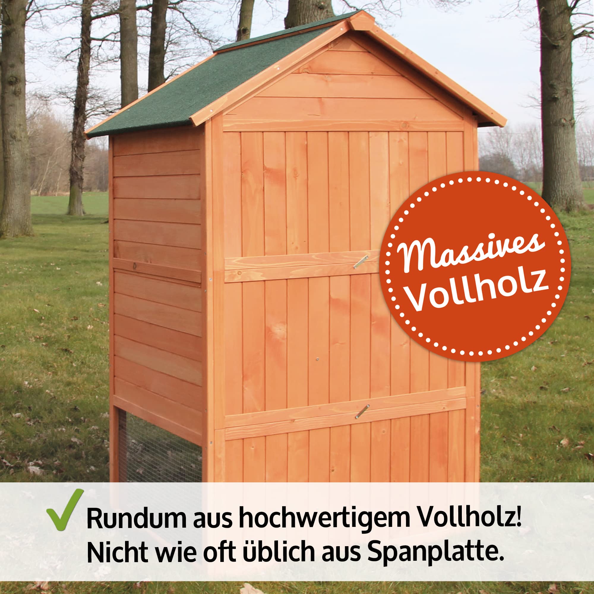 zooprinz Hasenstall Jumbo 3-stöckig – Kaninchenstall aus Vollholz