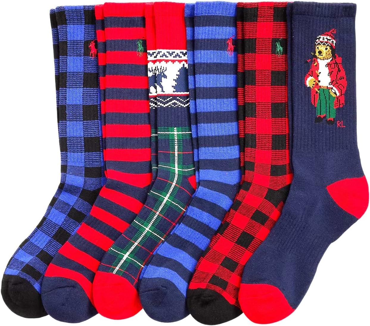 Polo Bear Men's Crew Sock 6 Pack