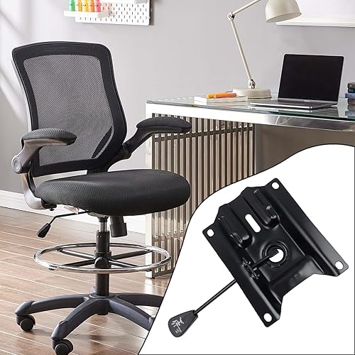 Miniatura 5 de Wealrit Base inclinable para silla de oficina, mecanismo de elevación de control resistente, placa base giratoria negra de 6.8 x 5.5 pulgadas,