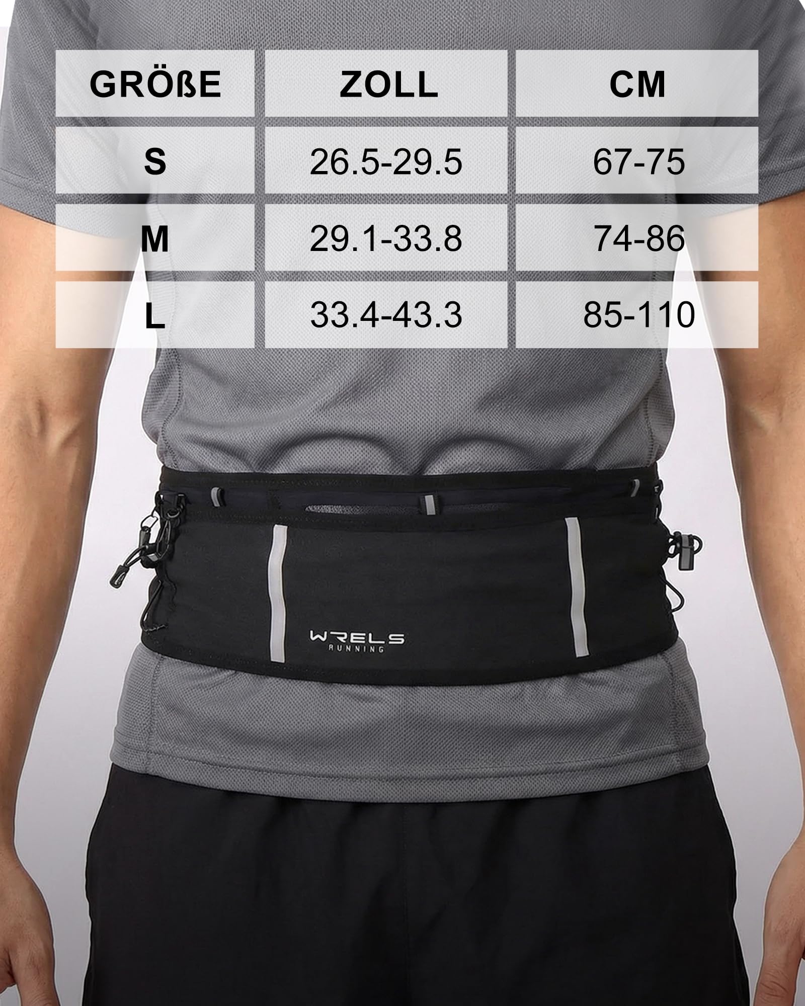 WRELS Ultraleichter Laufgürtel mit 250-ml-Softflasche für Damen und Herren, Feuchtigkeitsableitender Lauftasche Laufgurt mit Handytasche für Joggen, Marathon und Fitness