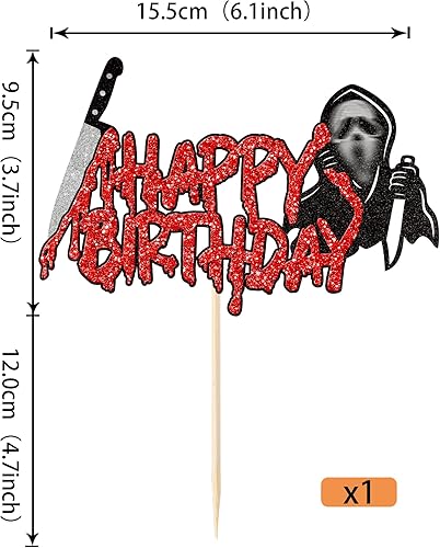 Miniatura 2 de Rsstarxi 1 paquete de decoración de pastel de cumpleaños Have a Killer para Halloween, feliz cumpleaños, decoración de pastel de película de terror,
