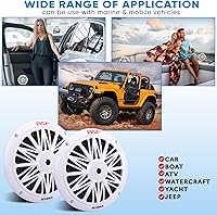 Vista 19 de Pyle Dual parlante marino de 6.5 pulgadas, impermeable, con sonido estéreo de rango completo, 120 W, color negro, (2 unidades), Blanco
