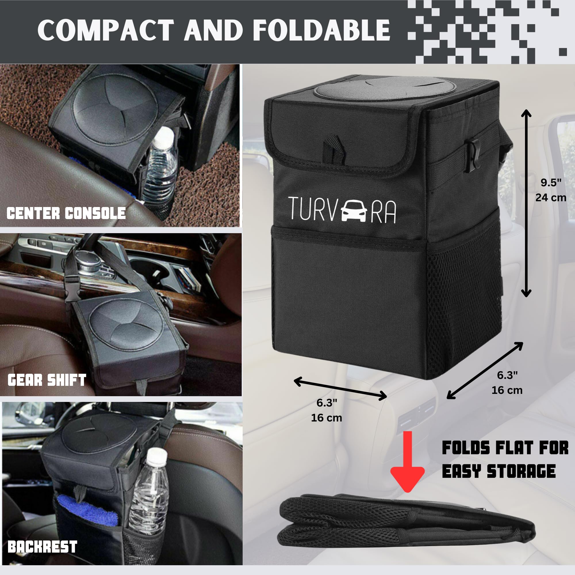 Car Trash Can Hanging Vehicle Garbage Storage Box Auto Interior Accessories Foldable Durable Red Faux Leather
