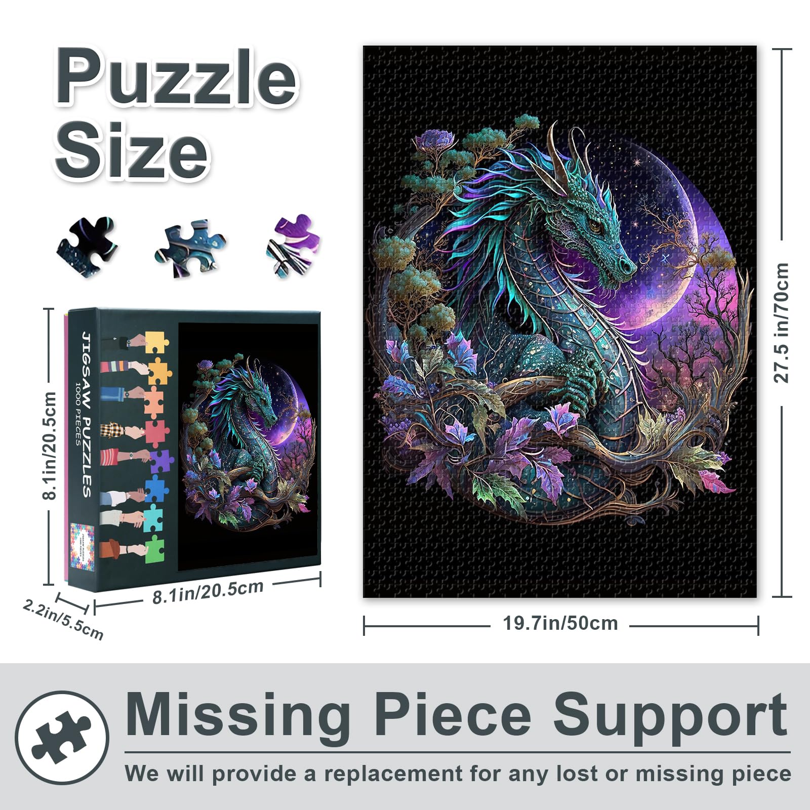 Dragons Jigsaw Puzzles 1000 Pieces for Adults Red Dragon Jigsaw Puzzle, Medieval Dragon Puzzles for Adult 1000 Pieces - Image 3