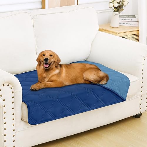Miniatura 34 de Smiry Manta Impermeable para Cama de Perro 30x70, Manta Suave Reversible para Mascotas, Cubierta Lavable a Prueba de Fugas para Sofá de Gatos y Azul