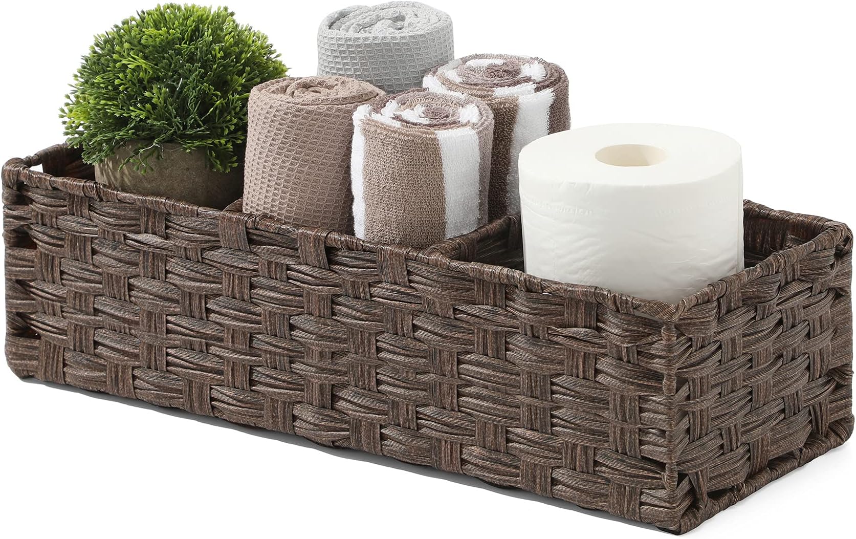 mDesign Rustic Farmhouse Woven Seagrass Toilet Paper Holder