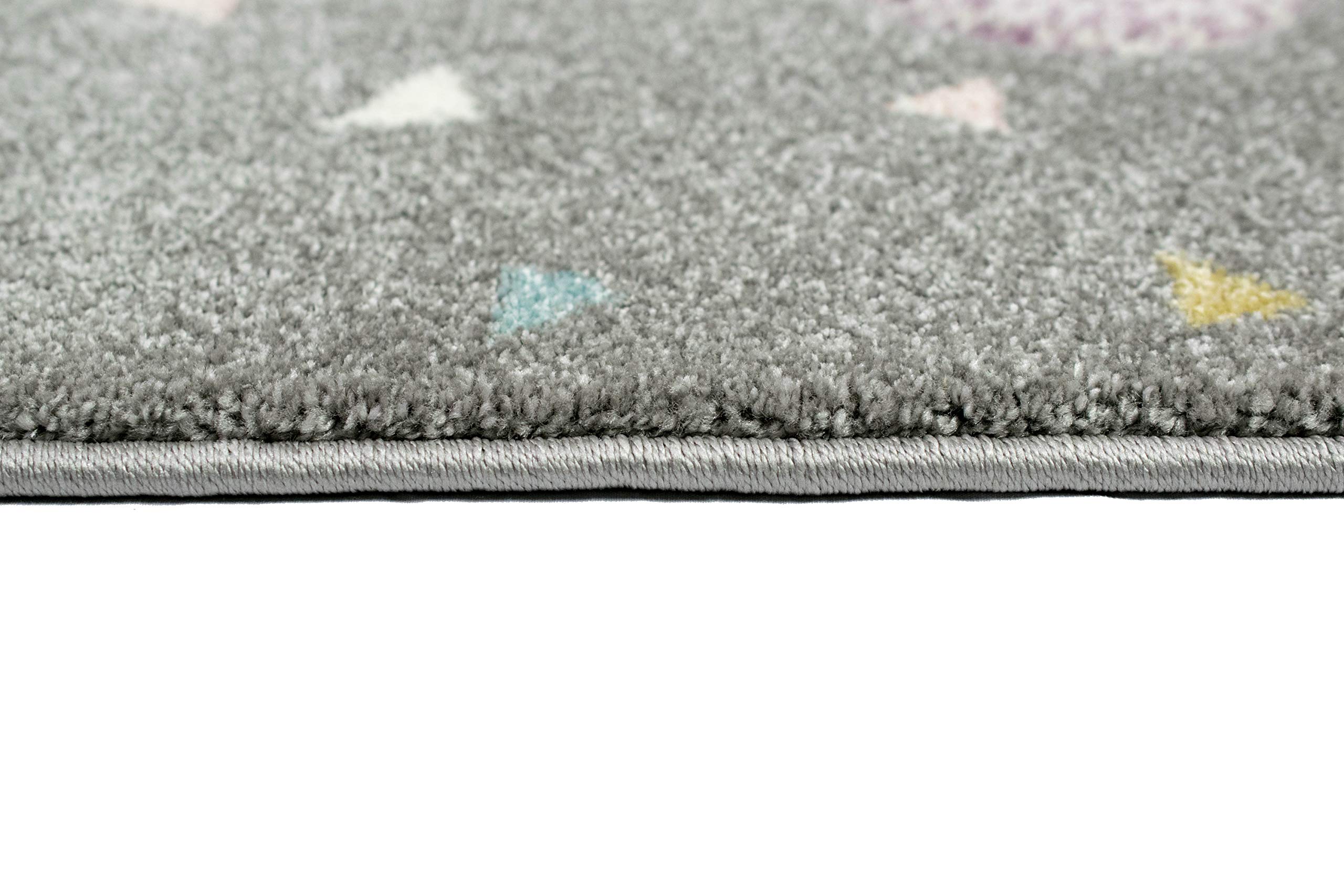Teppich-Traum Nuage Tapis pour Enfants Tapis de Chambre pour Enfants Gris Bleu Rose Größe 160 cm Rund