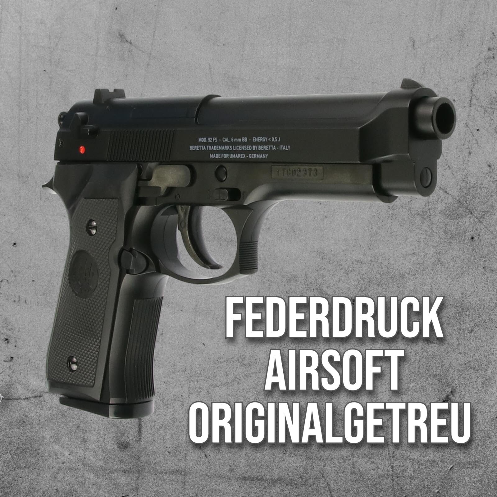 Set Beretta MOD. 92 FS Softair Pistole 0,5 Joule Airsoft inkl. 600 Bio BB's & Magazin - Air Soft Waffe mit Metallschlitten
