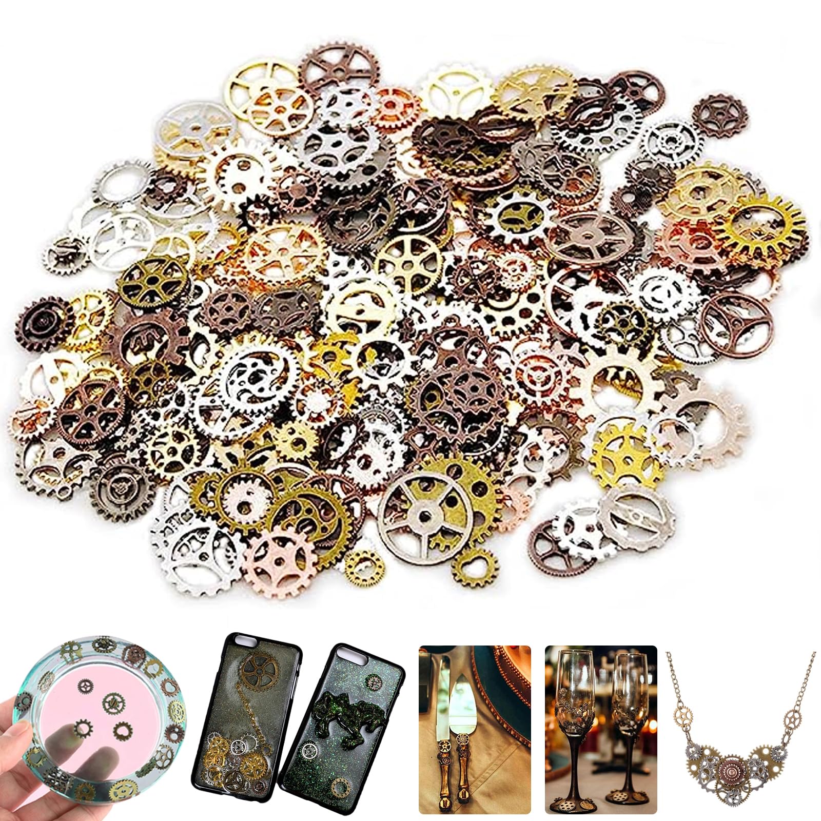 200g Gears, Cogs, Steampunk Gears Accessories, for Jewelry Making, DIY Handmade Accessories