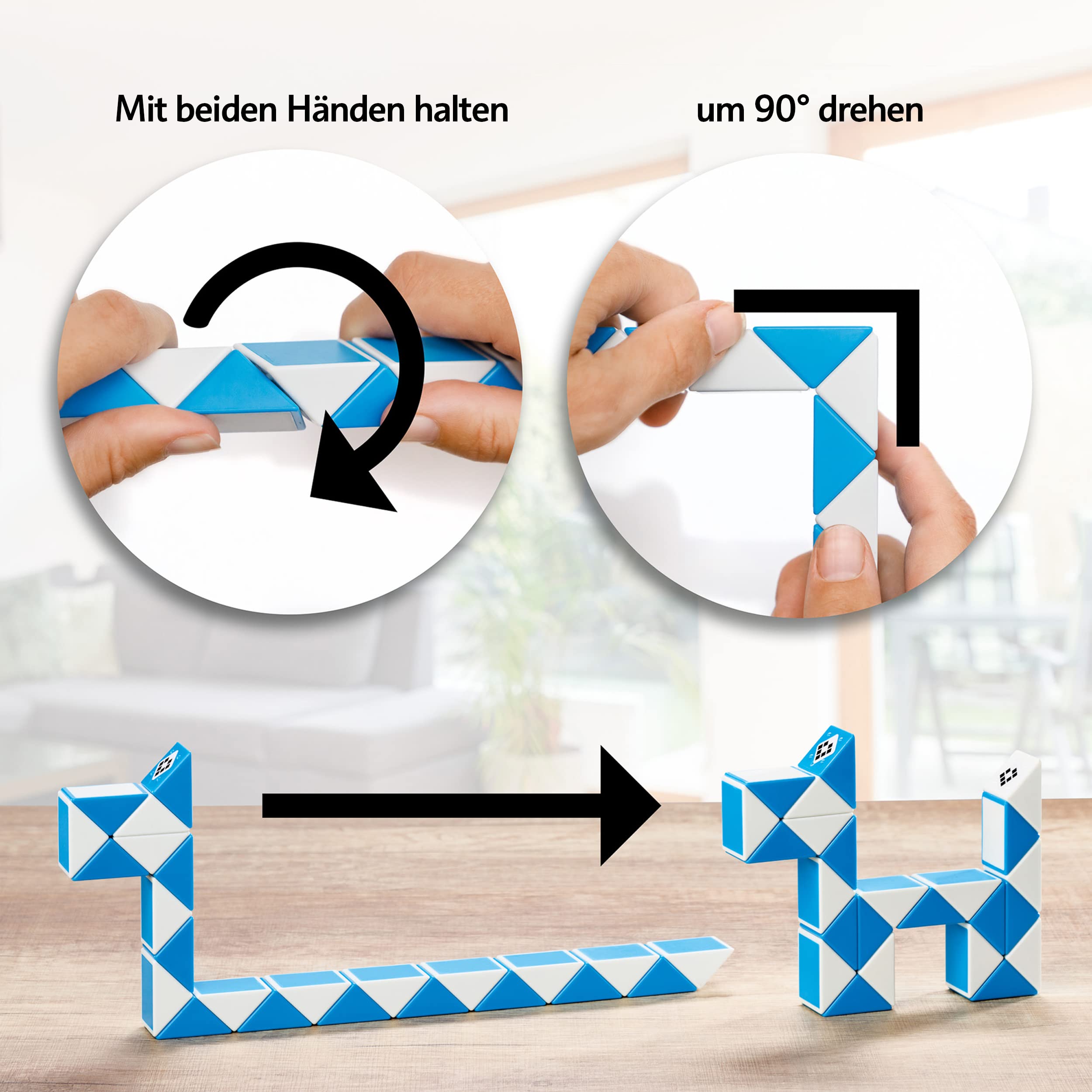 CUBIDI® Original Magic Snake - 24 Blöcke Grün⎥Knobelspiele für Kinder und Erwachsene | Ideal als Mitgebsel Kindergeburtstag, Kindergeburtstag Gastgeschenke oder kleine Geschenke für Kinder - 5