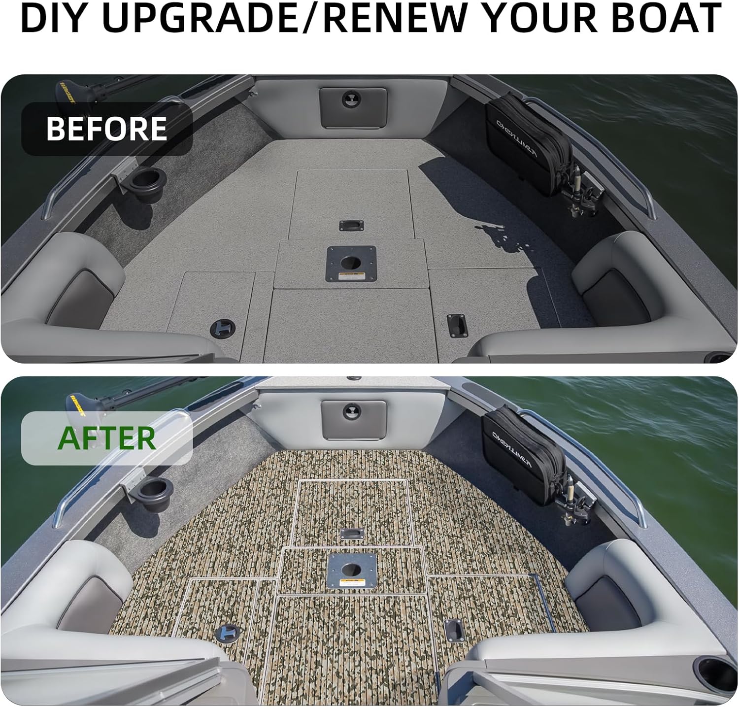 Hjdeck EVA Foam Boat Decking Self-Adhesive Non-Slip Waterproof Boat Flooring Sheet Trim-to-Fit for Fishing Boats Yachts Kayaks Surfboards Durable Deck Protection Pad