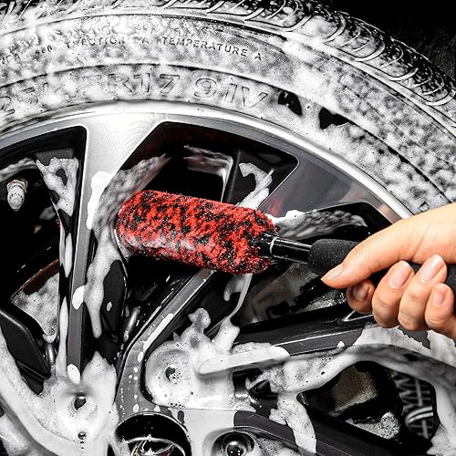 Miniatura 8 de Cepillos de rueda sin metal (paquete de 3), cepillo de rueda, fibras suaves y densas que limpian las ruedas de la llanta del coche de forma segura
