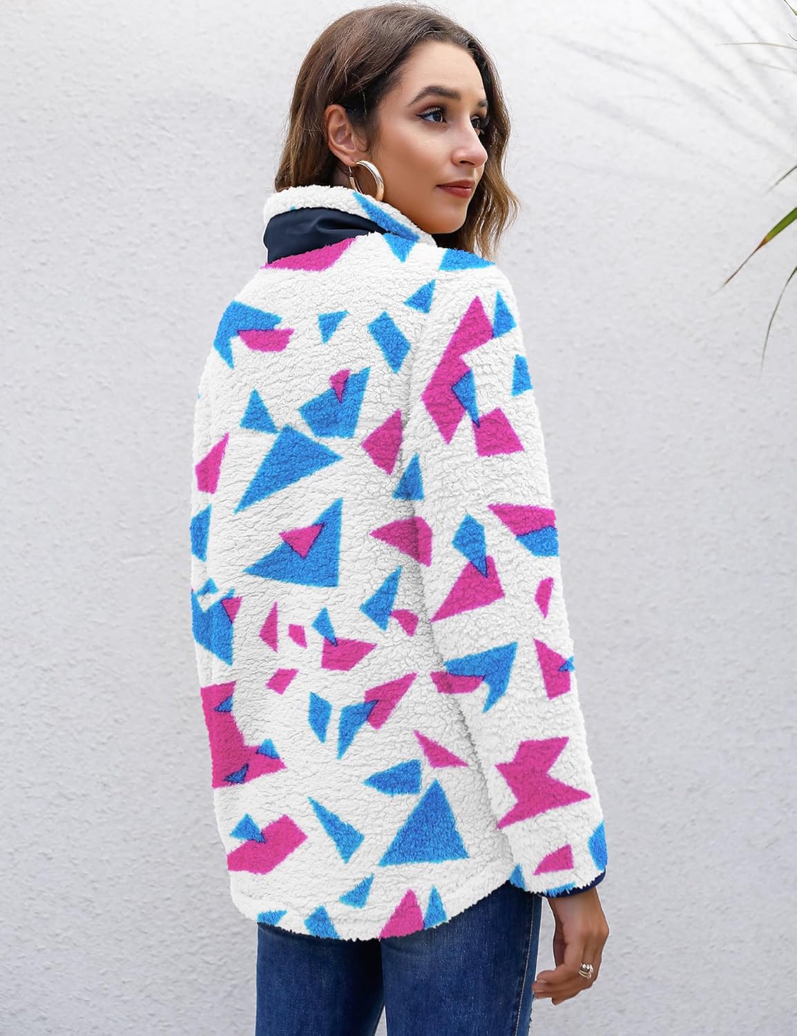 Women’s Warm Sherpa Pullover Button Collar Fleece Sweatshirt Winter Long Sleeve Tops Coat with Pockets - Image 5